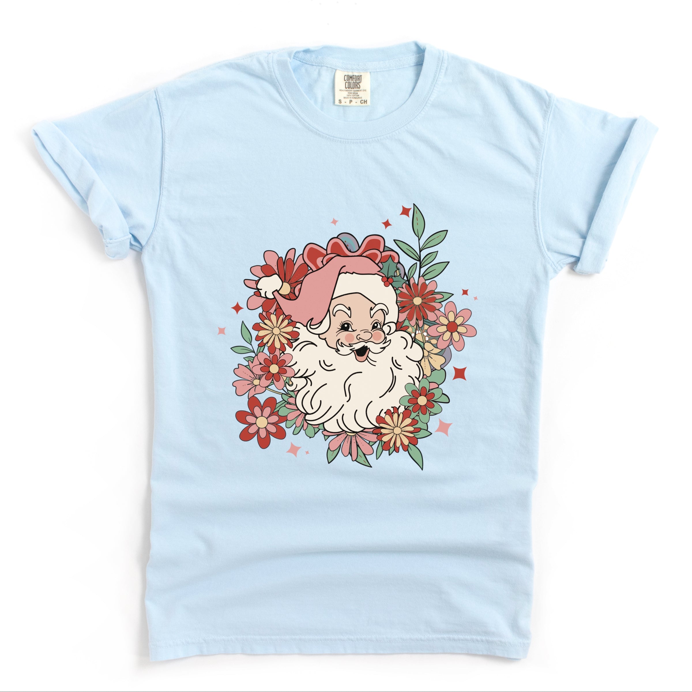Floral Santa - Womens Garment Dyed Tee