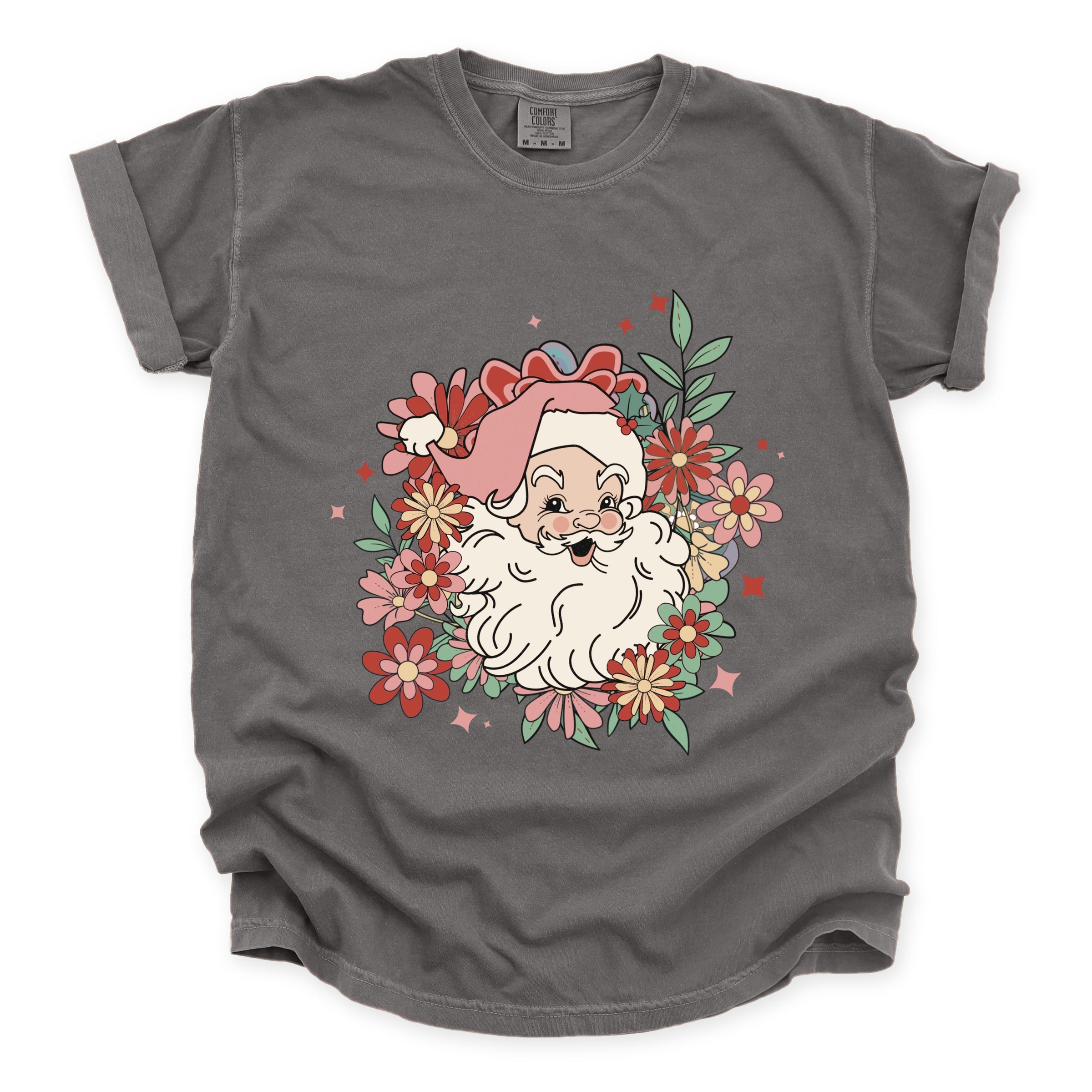 Floral Santa - Womens Garment Dyed Tee