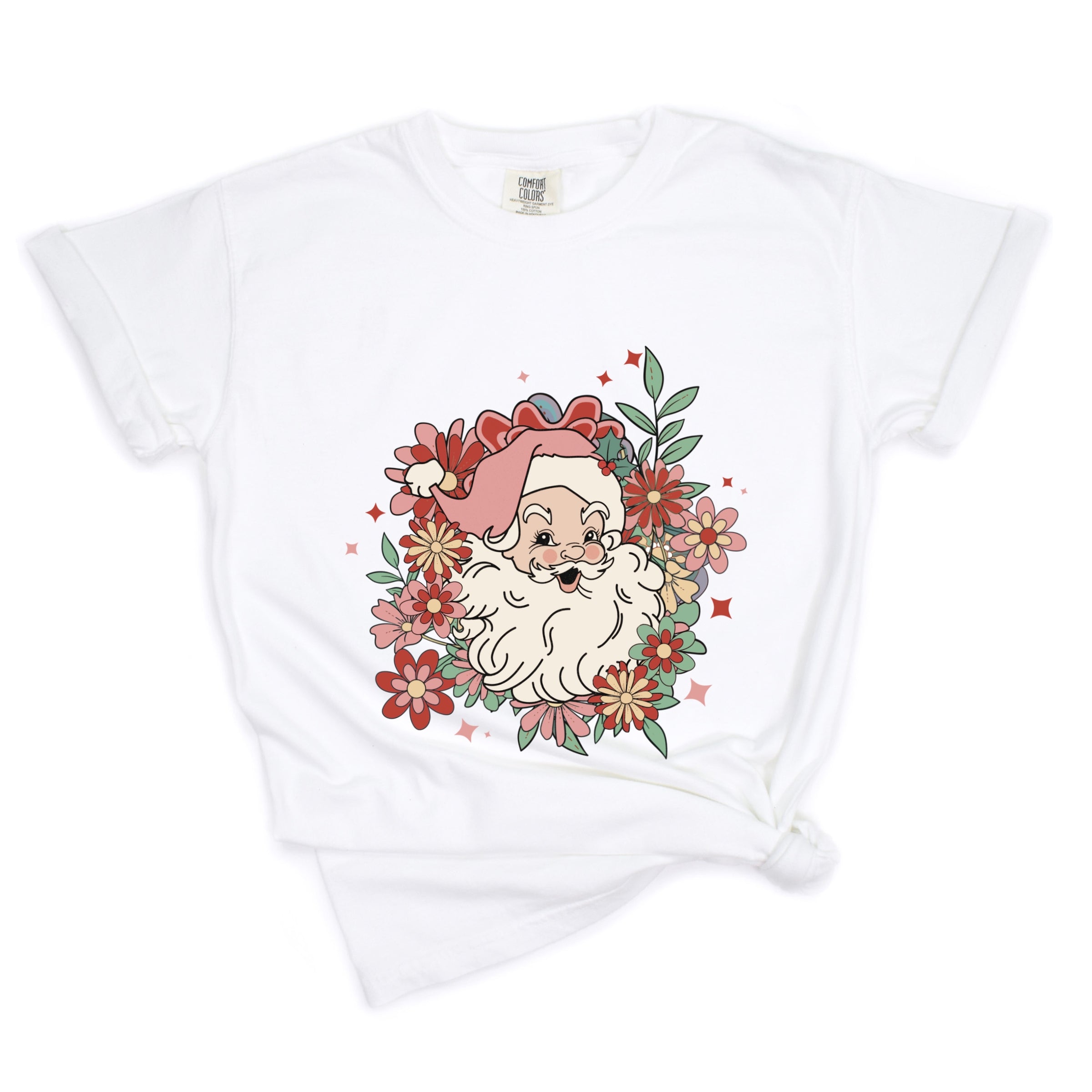 Floral Santa - Womens Garment Dyed Tee