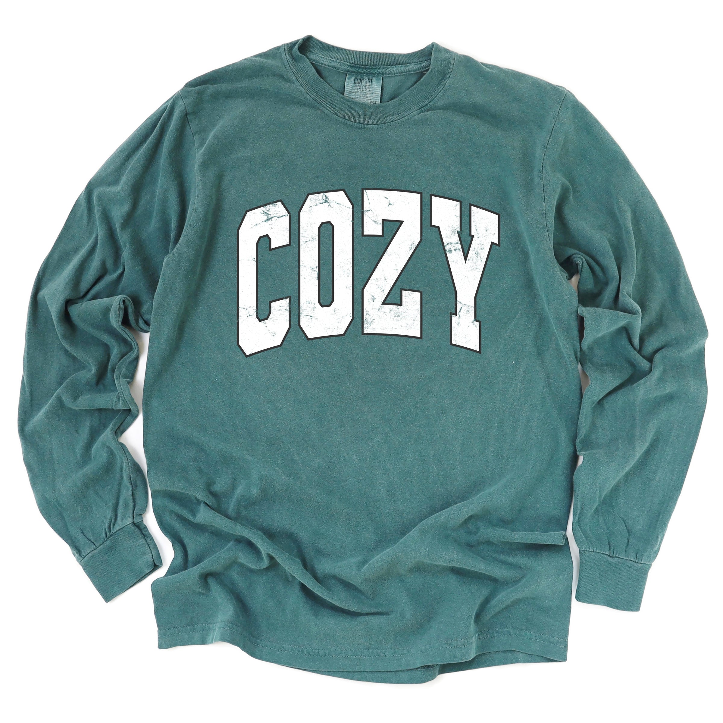 Cozy Worn Varsity - Womens Garment Dyed Long Sleeve