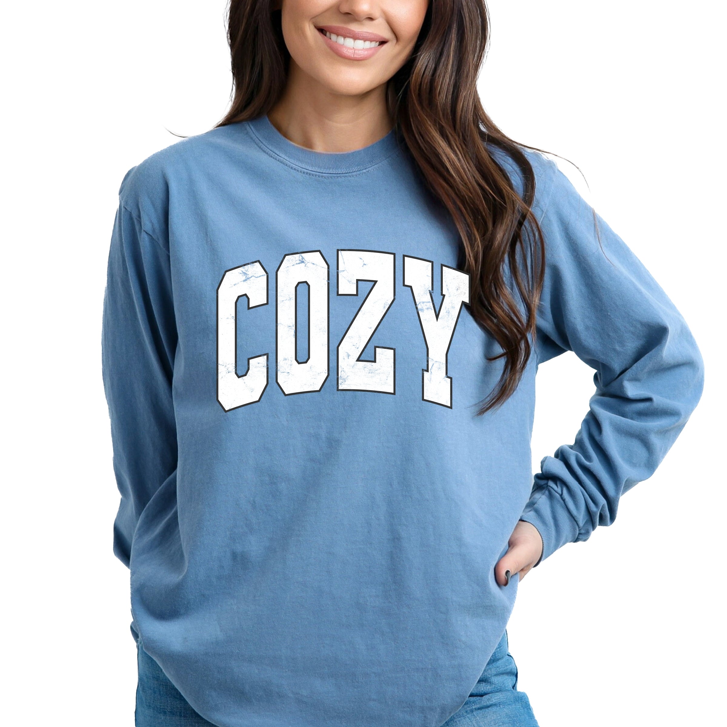 Cozy Worn Varsity - Womens Garment Dyed Long Sleeve