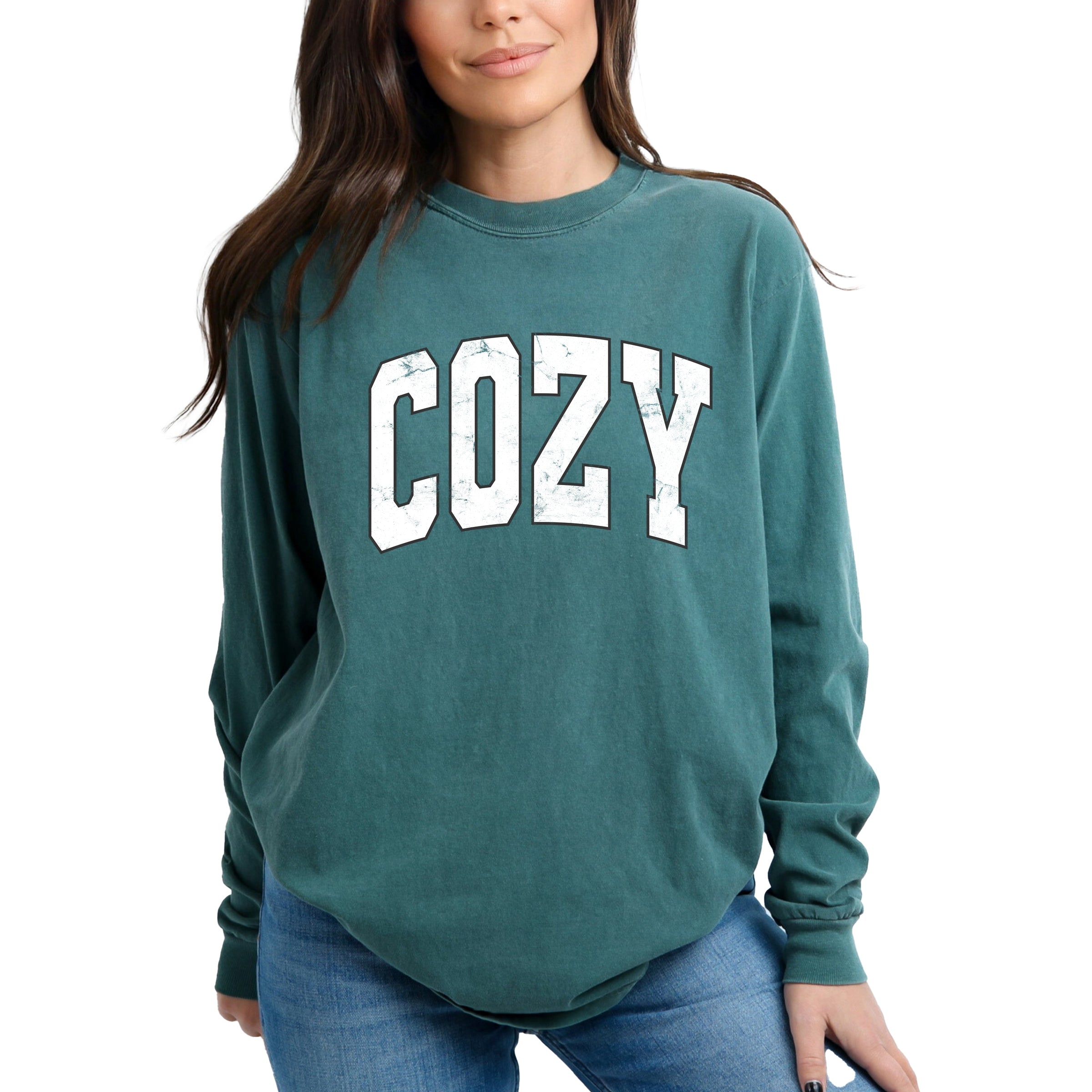 Cozy Worn Varsity - Womens Garment Dyed Long Sleeve
