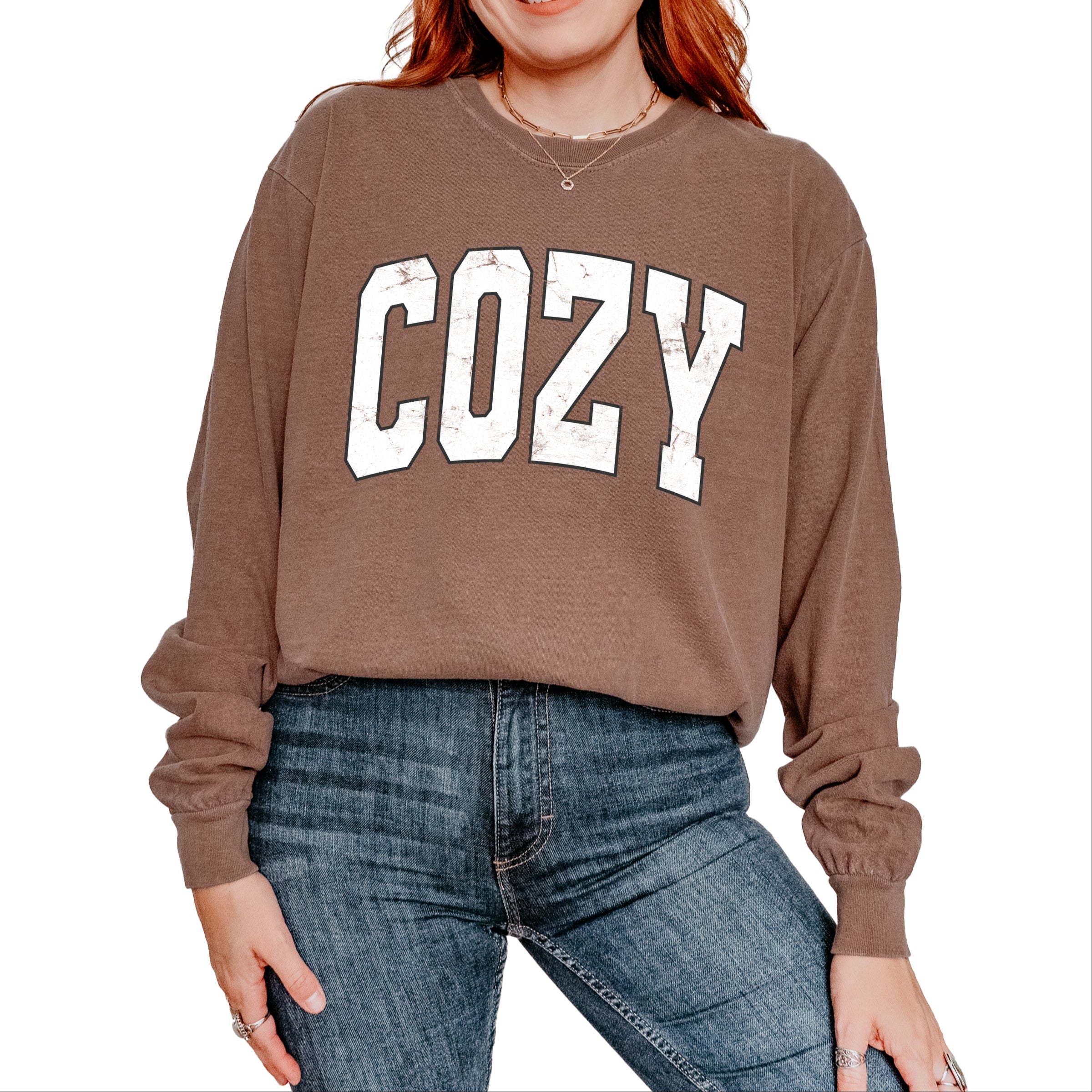 Cozy Worn Varsity - Womens Garment Dyed Long Sleeve
