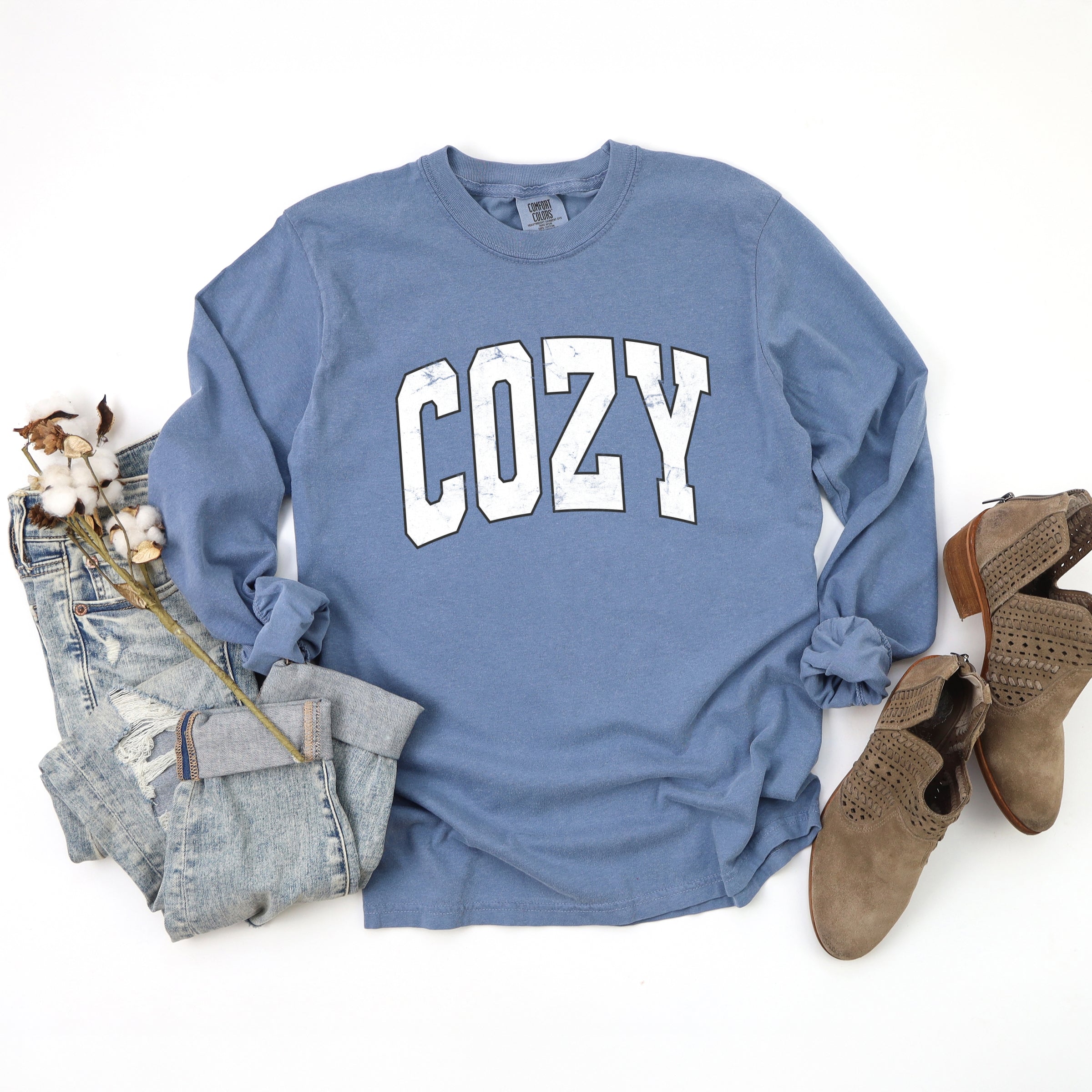 Cozy Worn Varsity - Womens Garment Dyed Long Sleeve