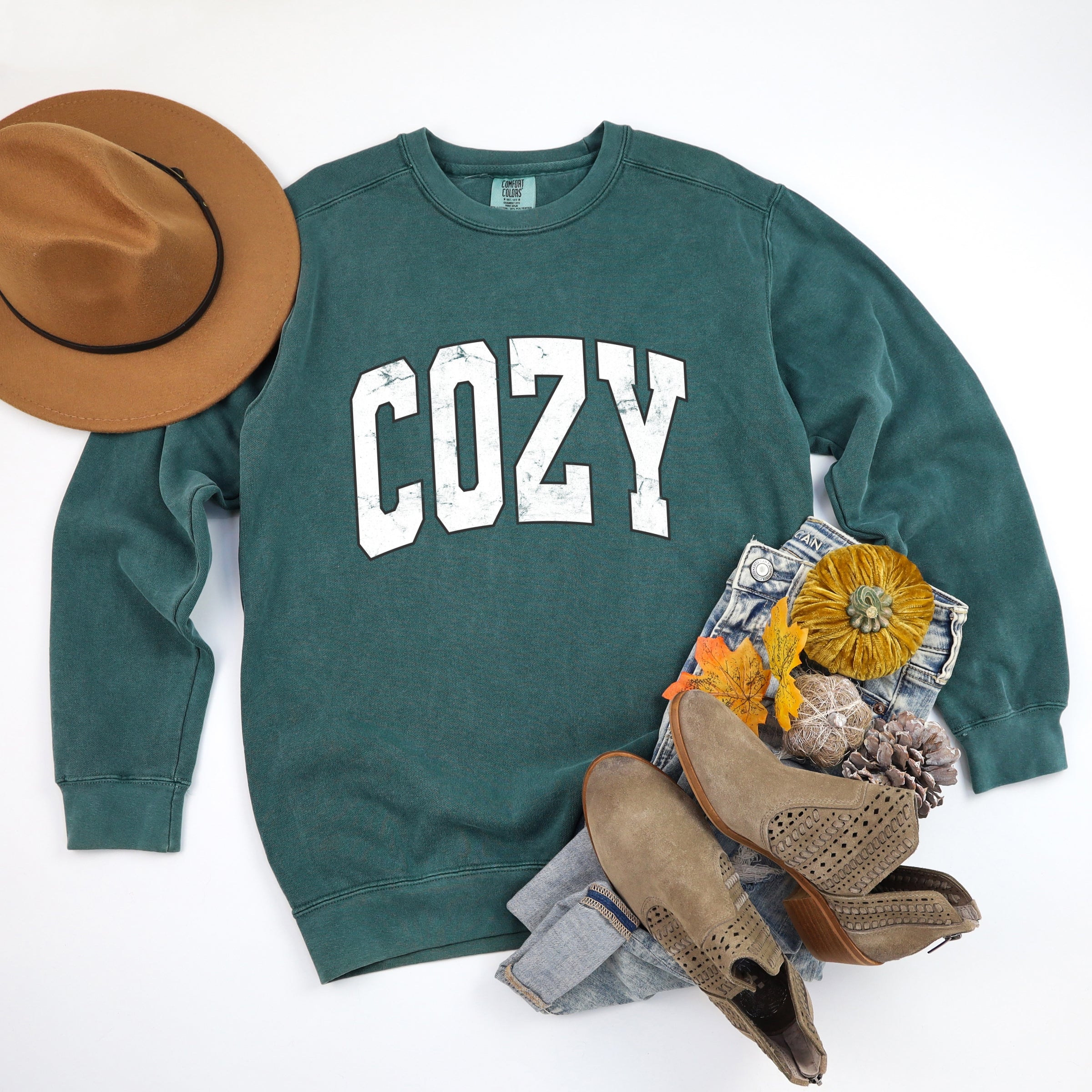 Cozy Worn Varsity - Women's Garment Dyed Graphic Sweatshirt