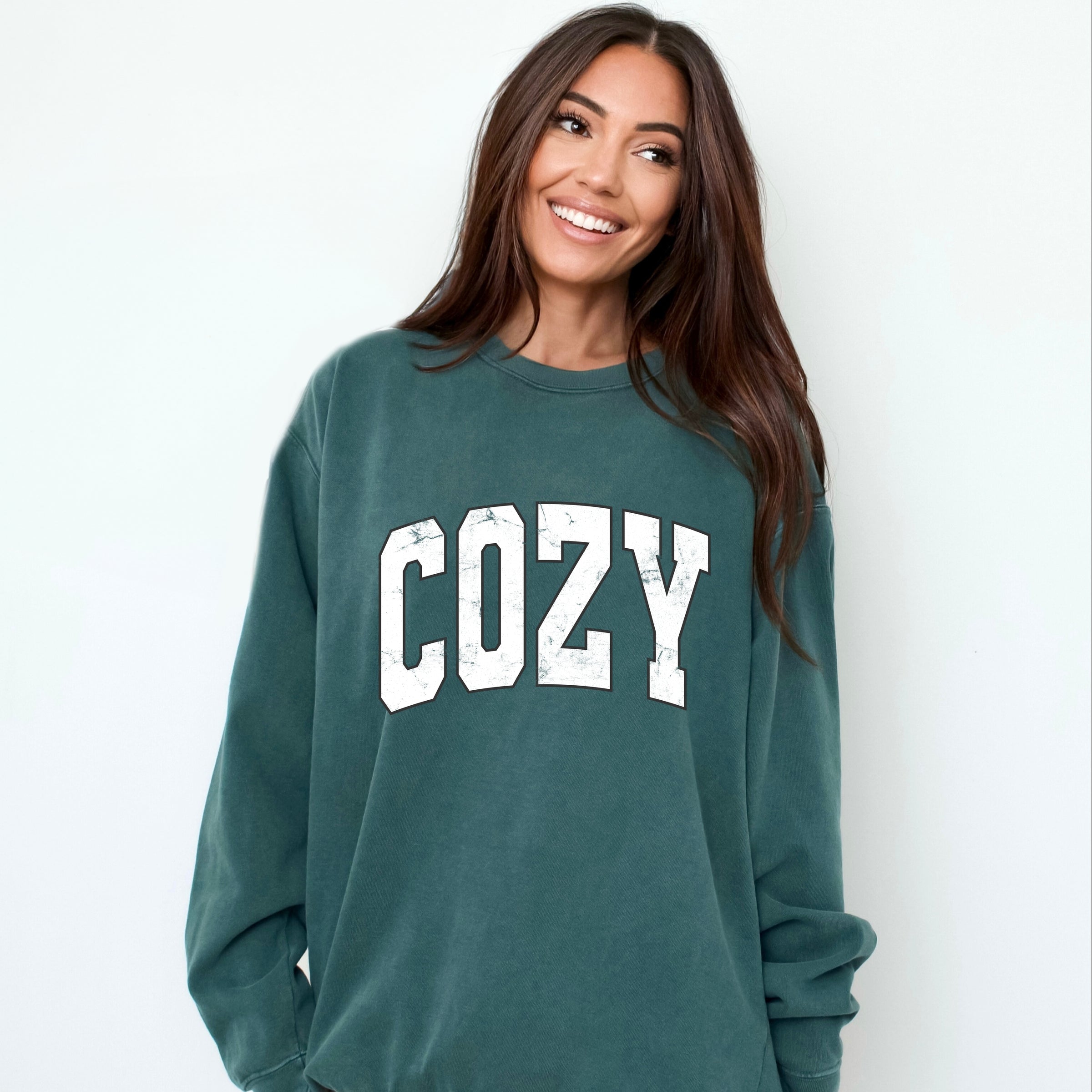 Cozy Worn Varsity - Women's Garment Dyed Graphic Sweatshirt