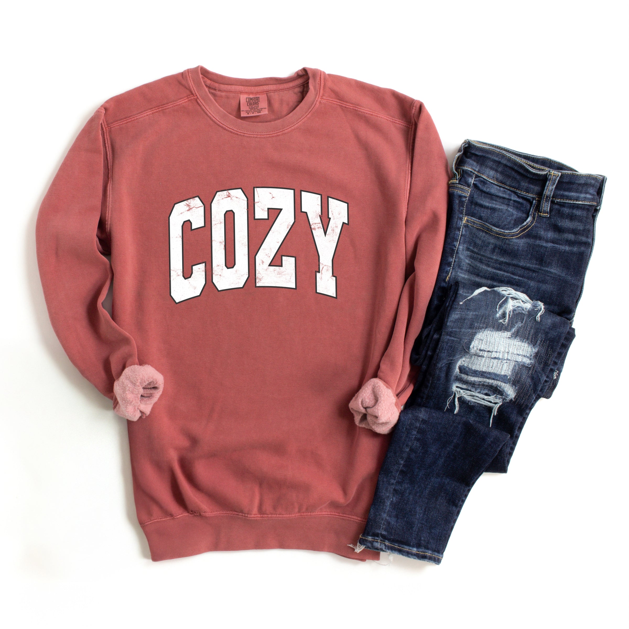 Cozy Worn Varsity - Women's Garment Dyed Graphic Sweatshirt