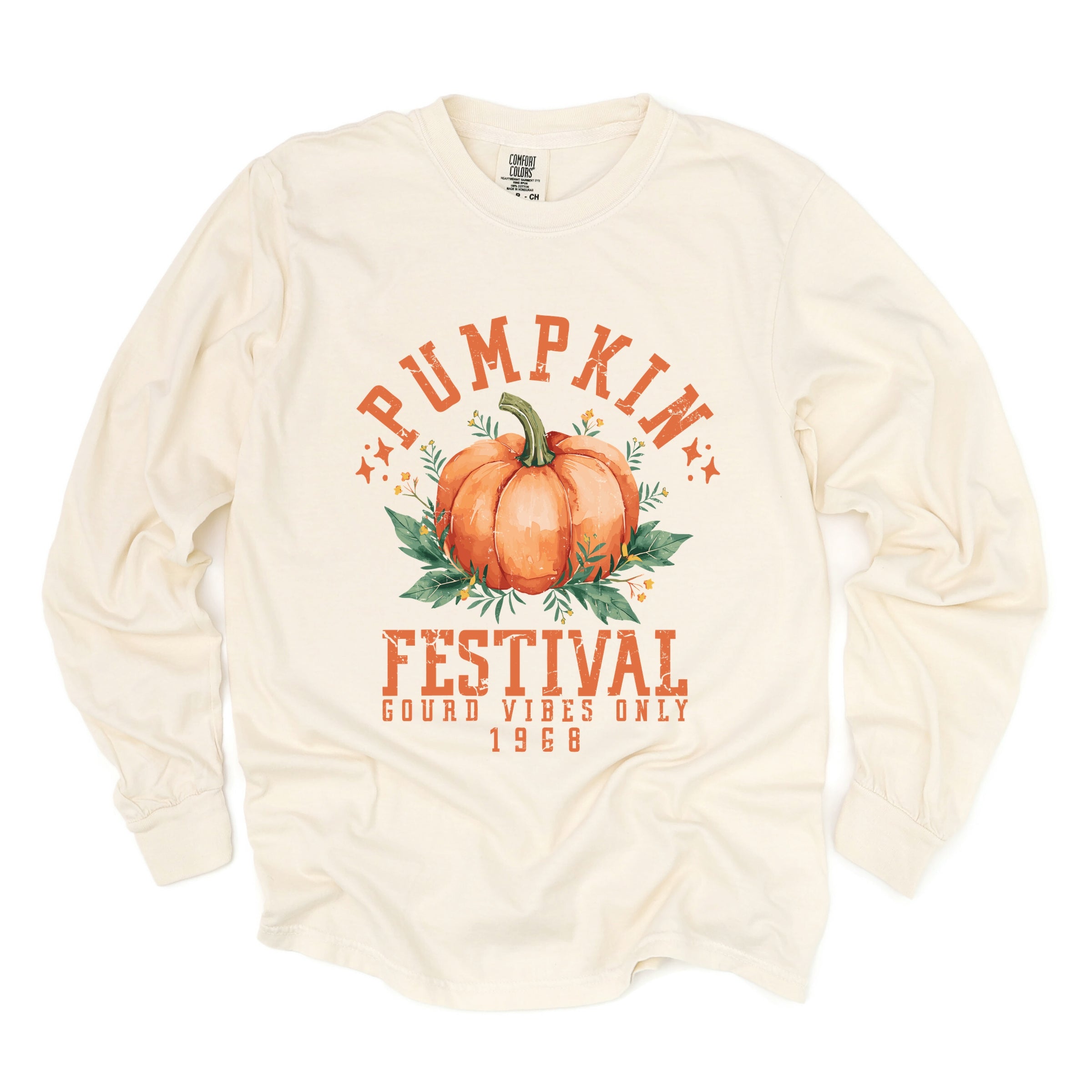 Pumpkin Festival Gourd Vibes - Women's Garment Dyed Long Sleeve Graphic T-Shirt