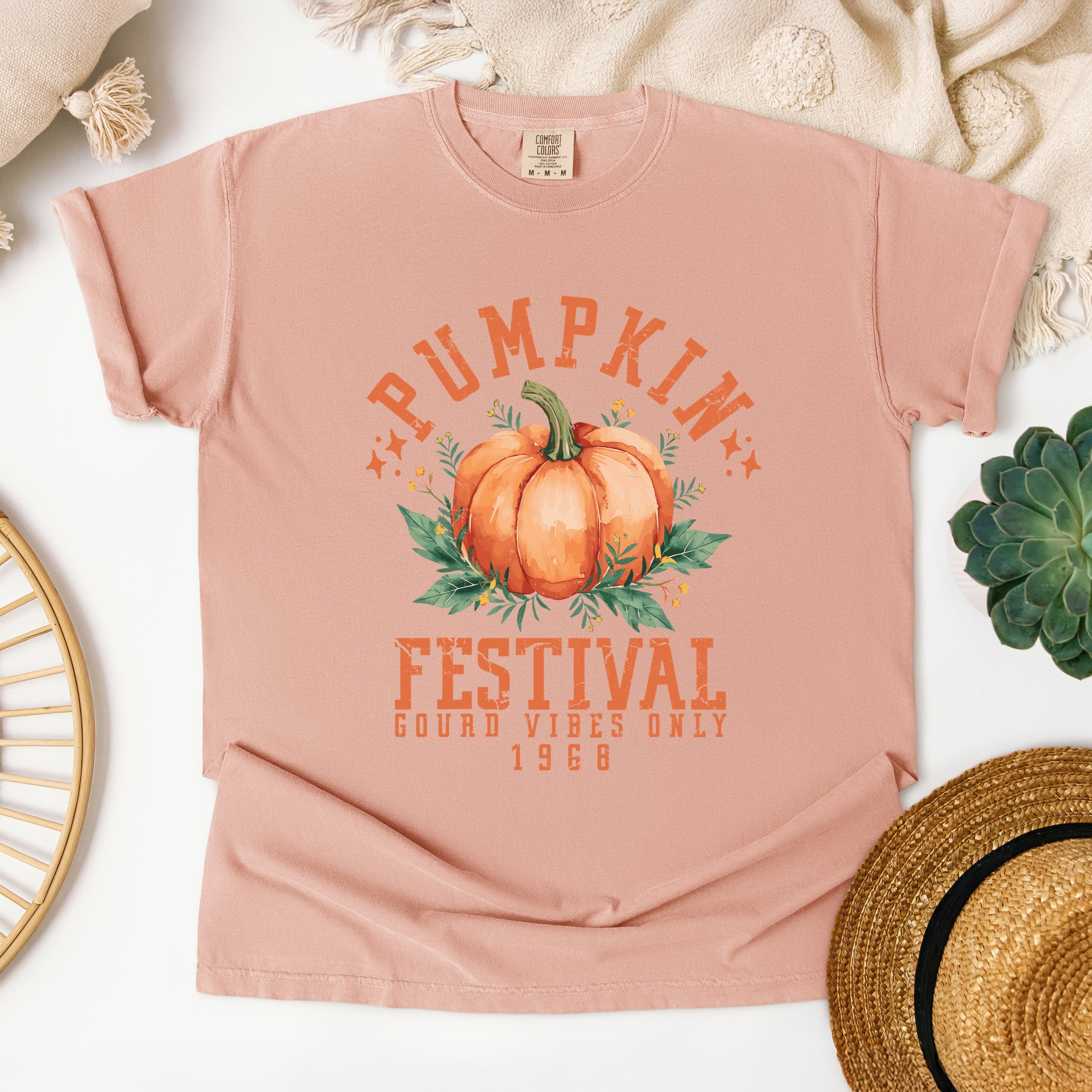 Pumpkin Festival Gourd Vibes - Women's Garment Dyed Graphic T-Shirt
