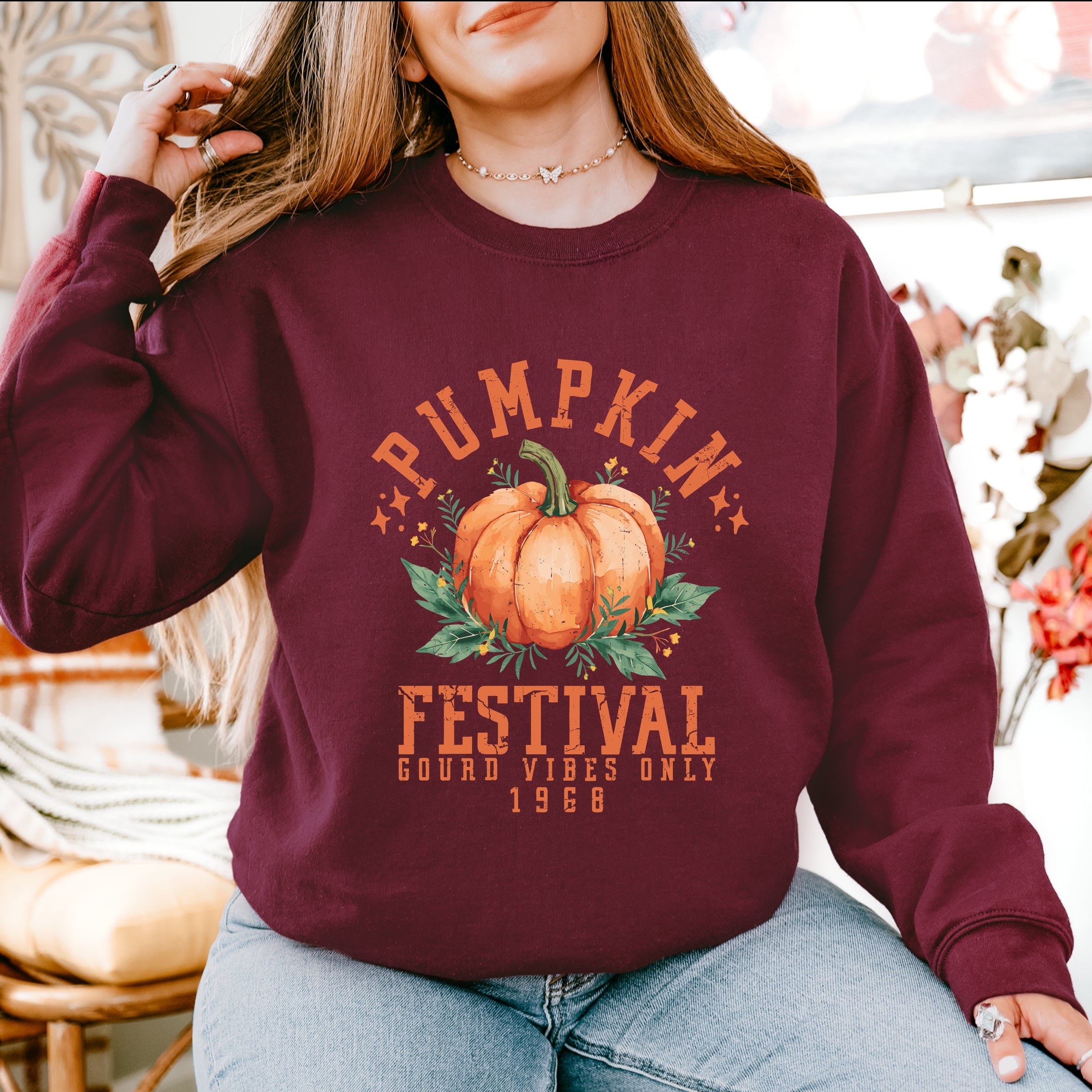 Pumpkin Festival Gourd Vibes - Women's Graphic Sweatshirt
