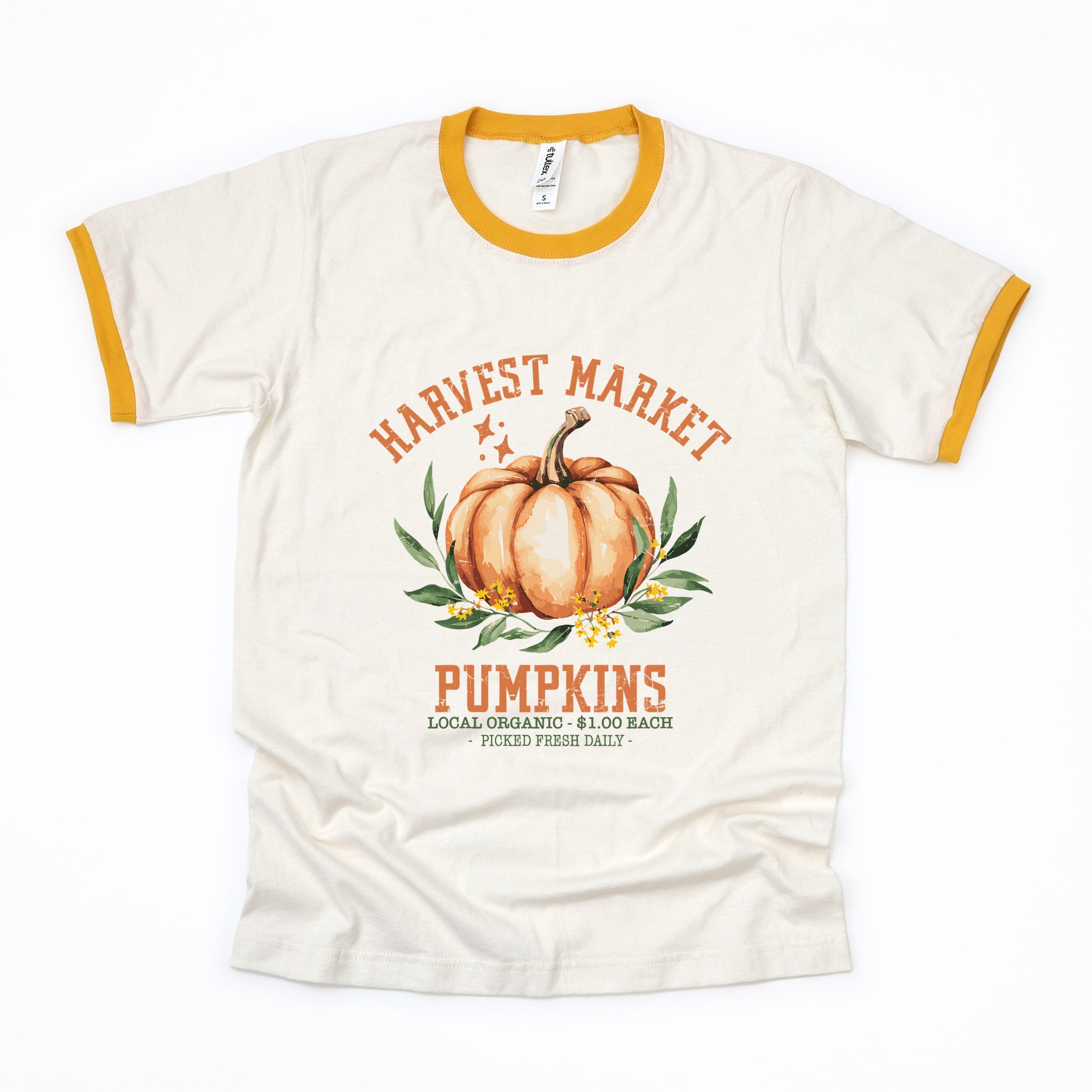 Harvest Market Pumpkins Local Organic - Women's Ringer Graphic T-Shirt