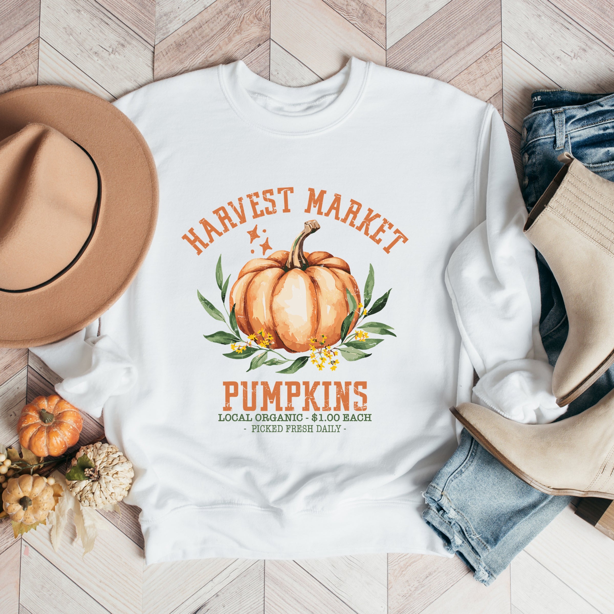 Harvest Market Pumpkins Local Organic - Women's Graphic Sweatshirt