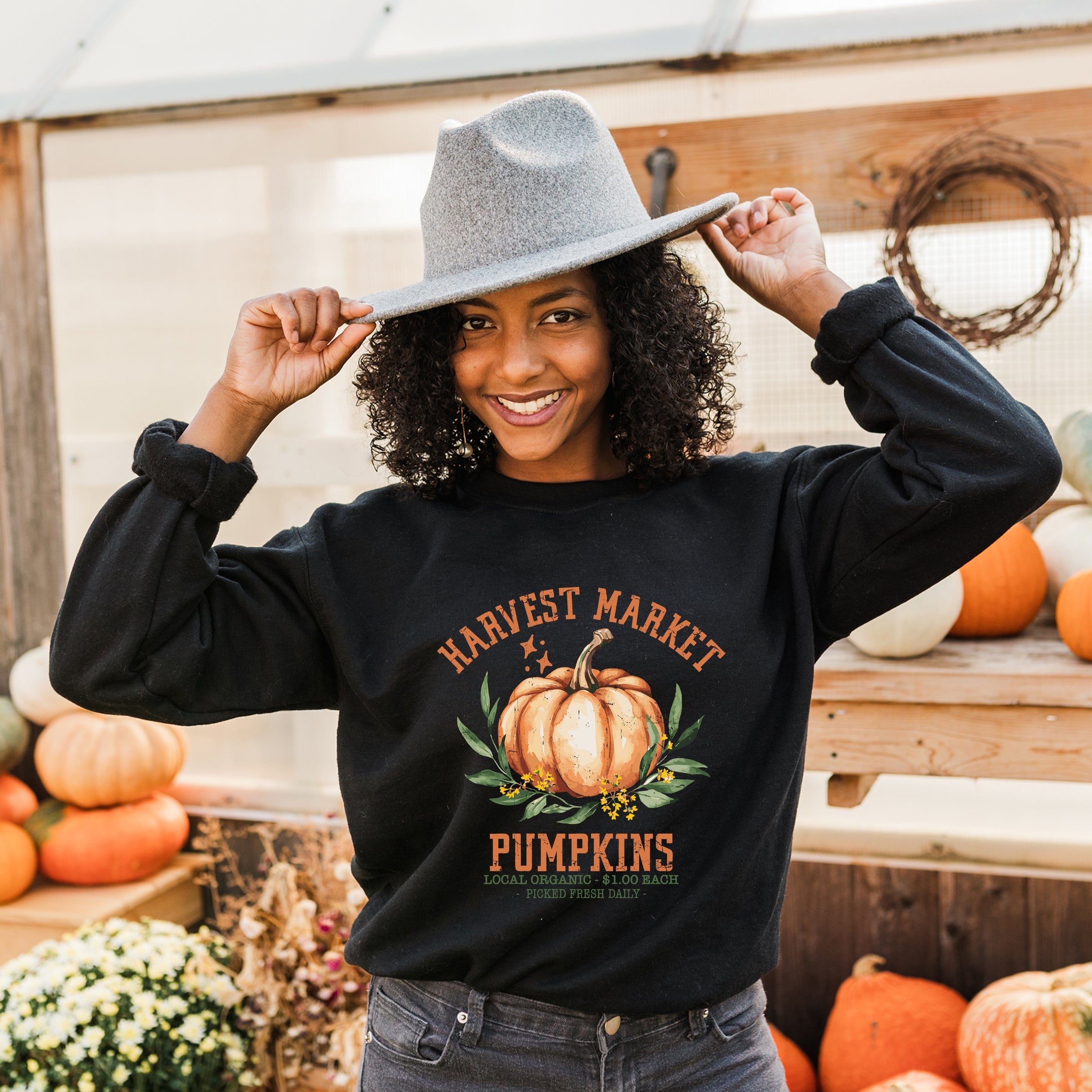 Harvest Market Pumpkins Local Organic - Women's Graphic Sweatshirt