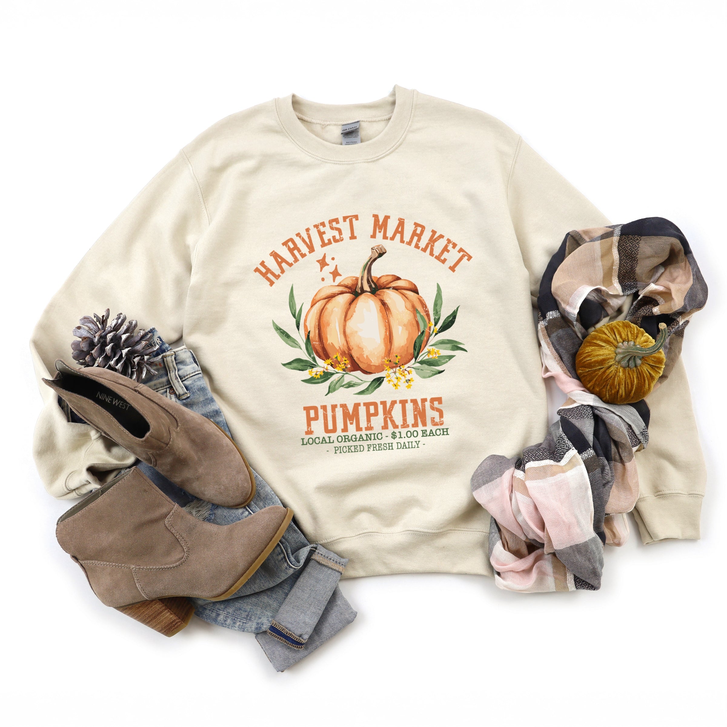 Harvest Market Pumpkins Local Organic - Women's Graphic Sweatshirt