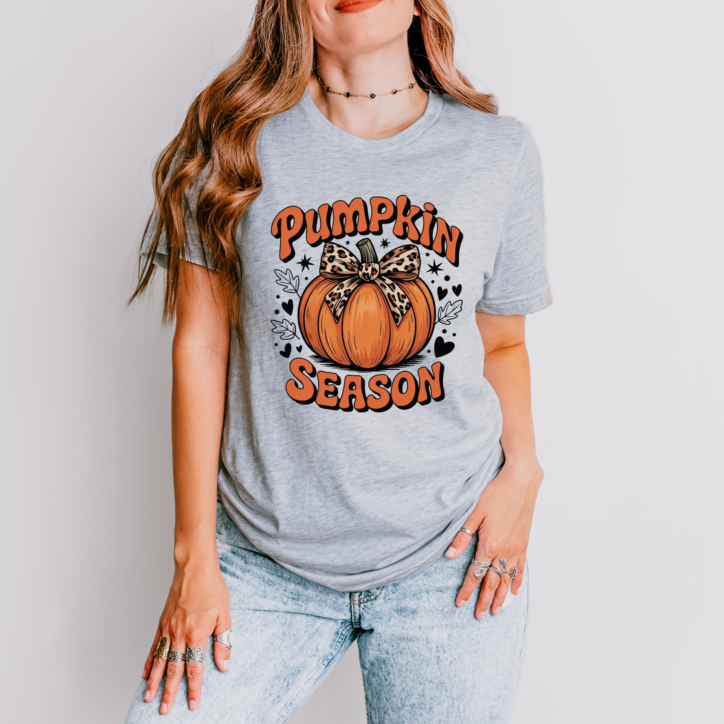 Coquette Pumpkin Season Leopard - Womens Short Sleeve Graphic T-Shirt