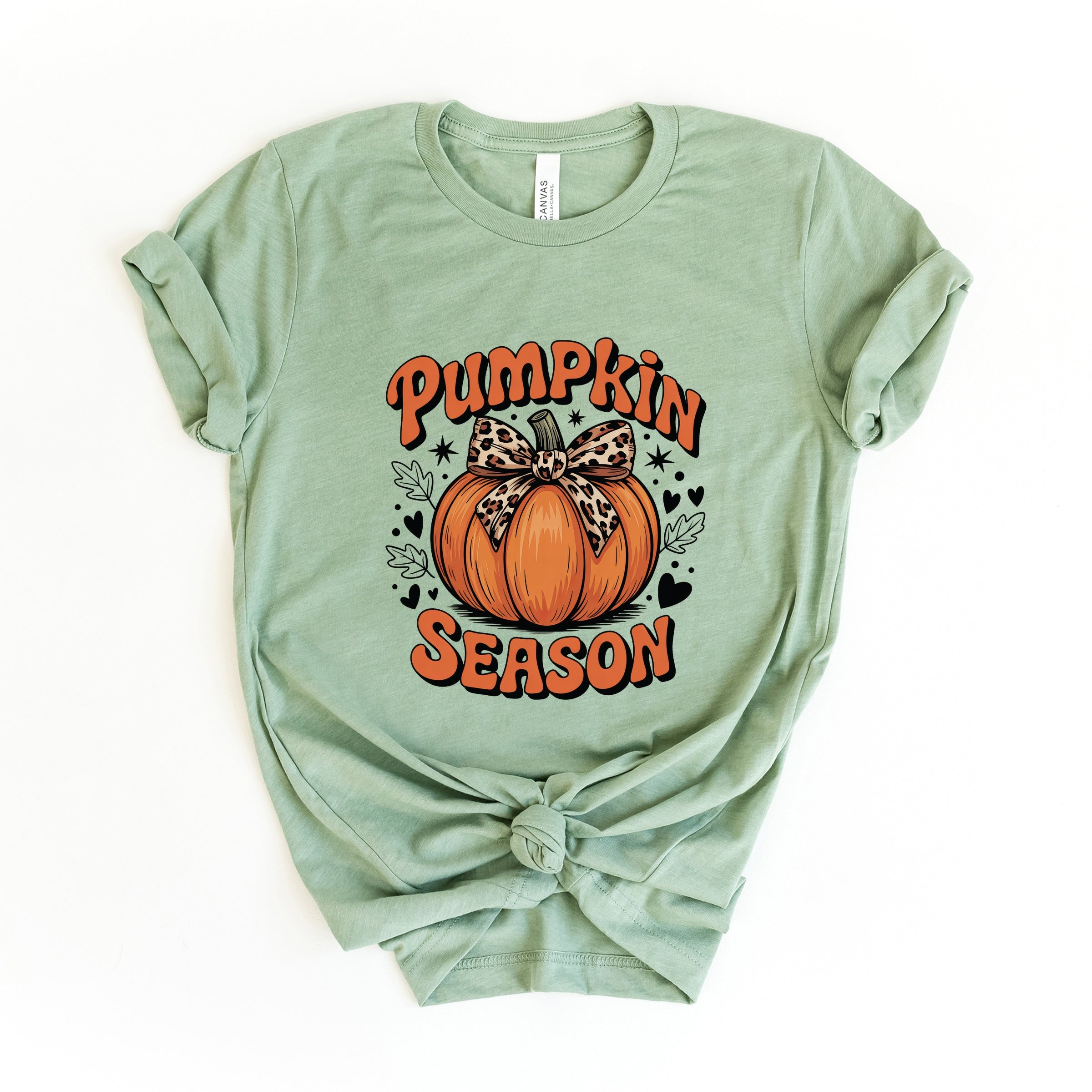 Coquette Pumpkin Season Leopard - Womens Short Sleeve Graphic T-Shirt