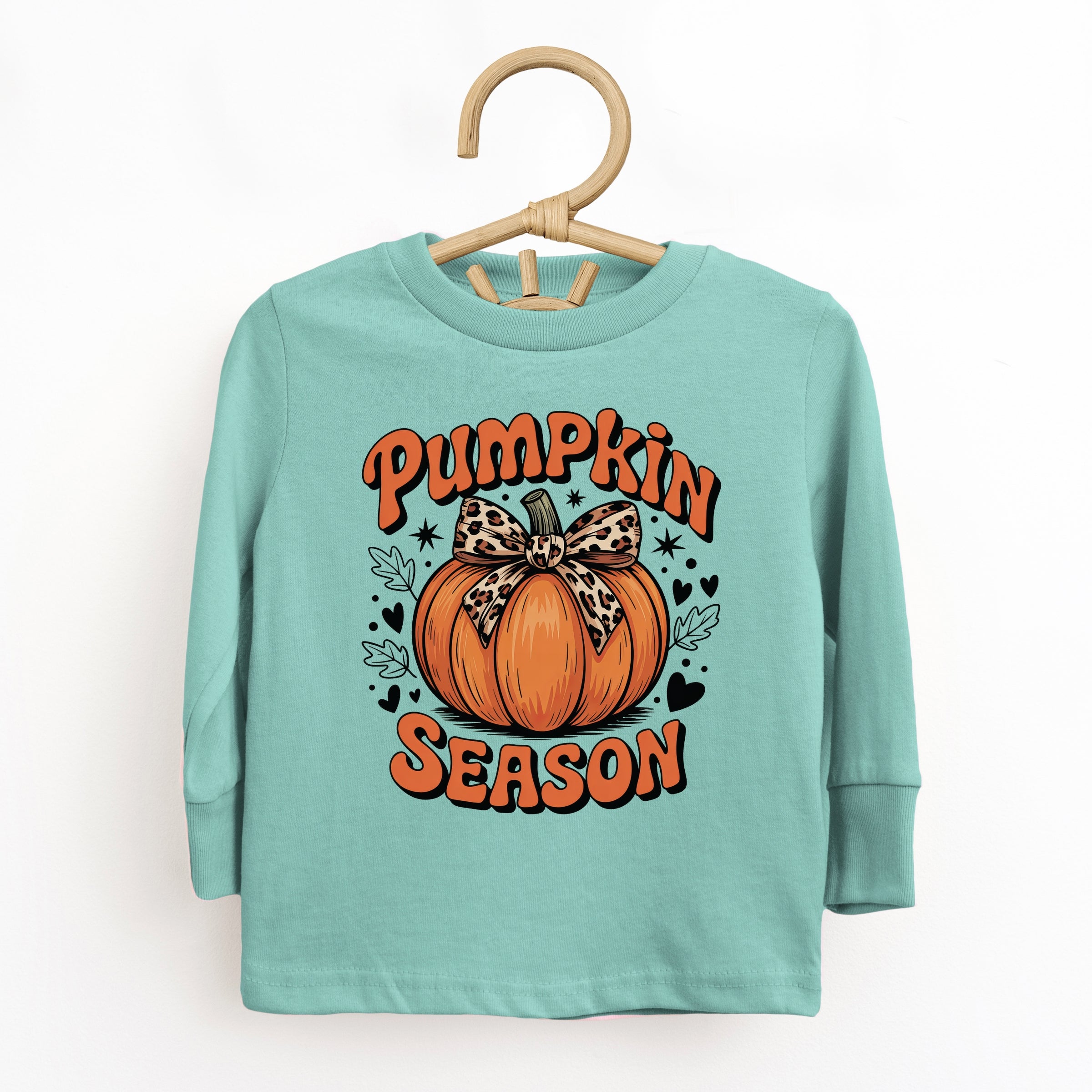 Coquette Pumpkin Season Leopard - Toddler Long Sleeve Graphic Tee
