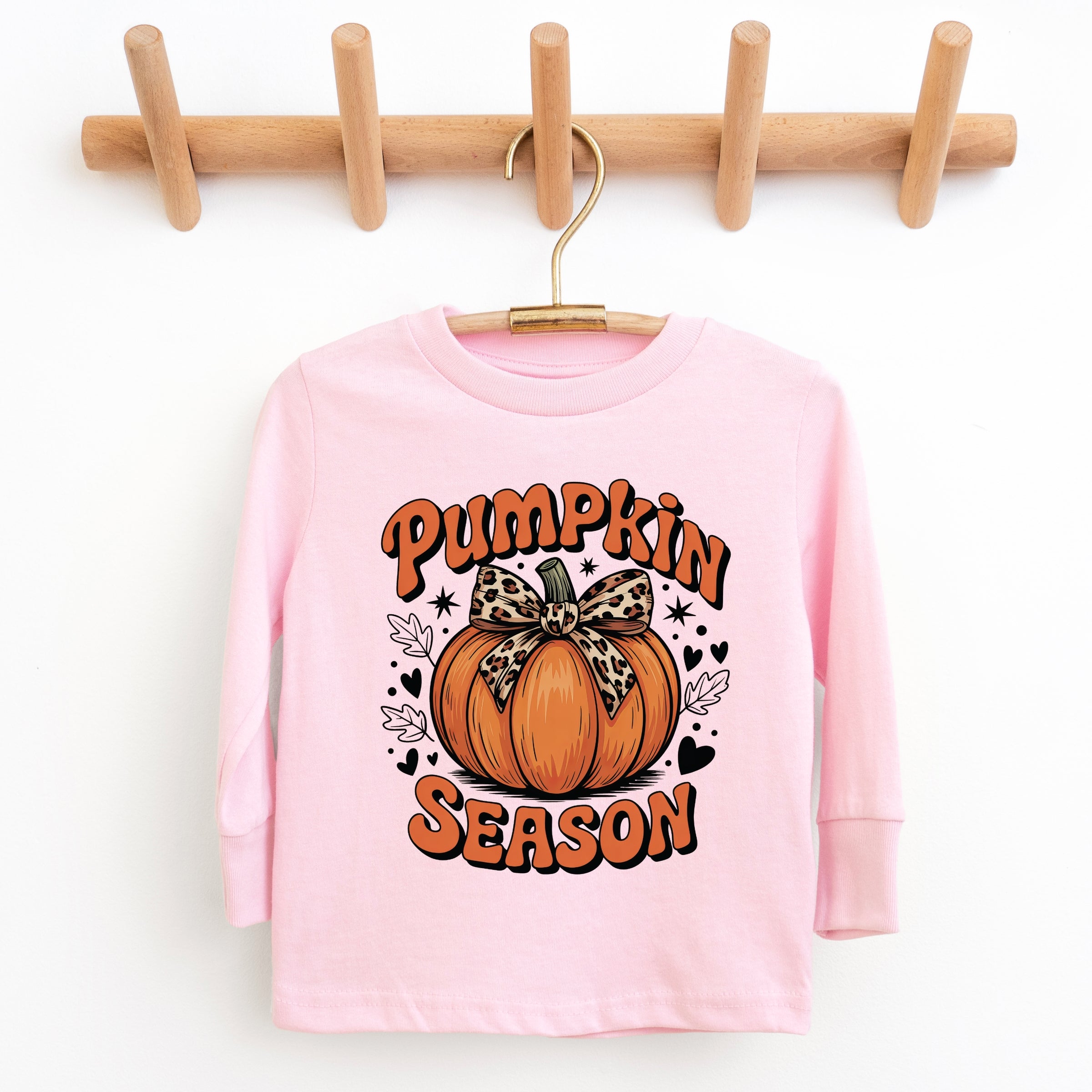 Coquette Pumpkin Season Leopard - Youth Long Sleeve Graphic T-Shirt