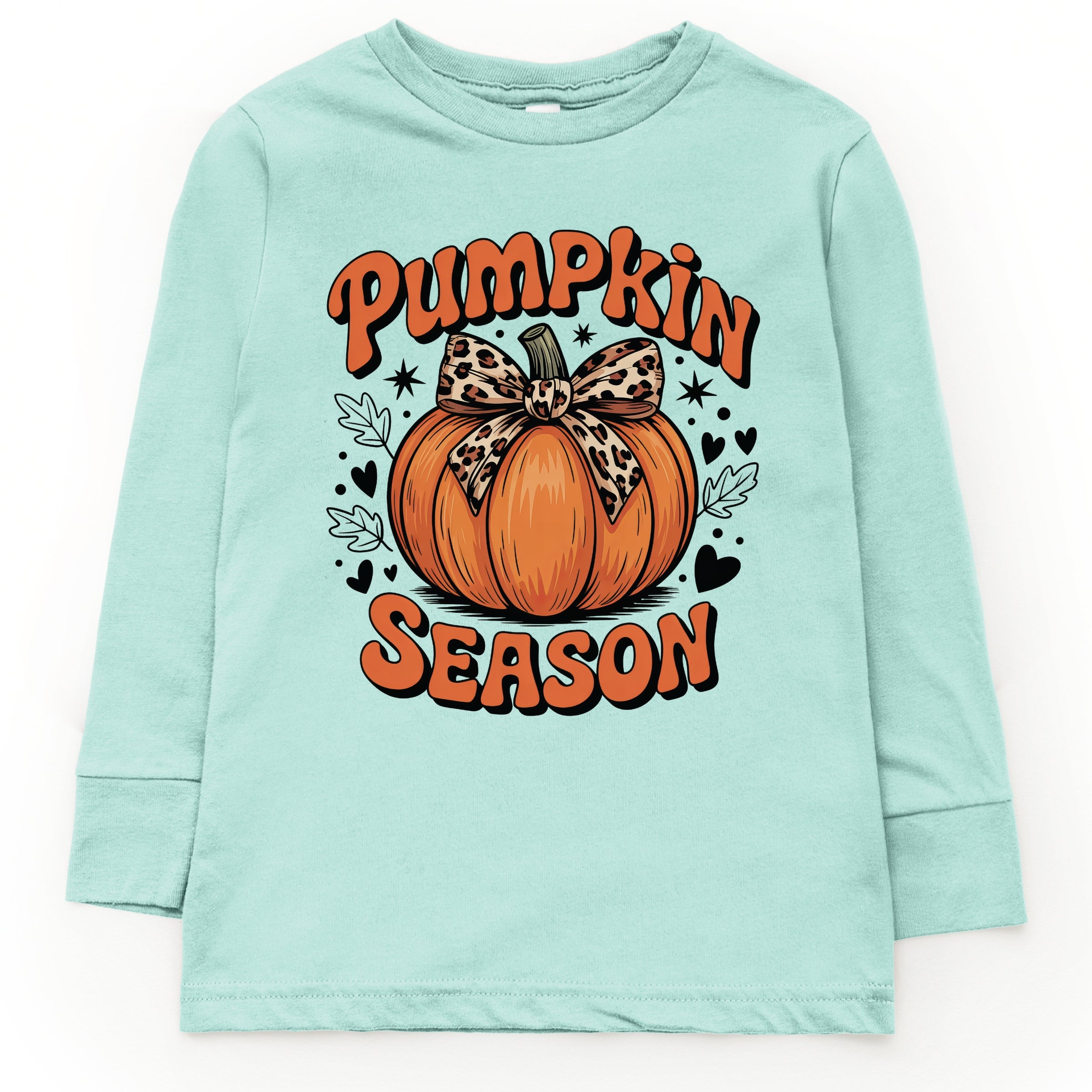 Coquette Pumpkin Season Leopard - Youth Long Sleeve Graphic T-Shirt