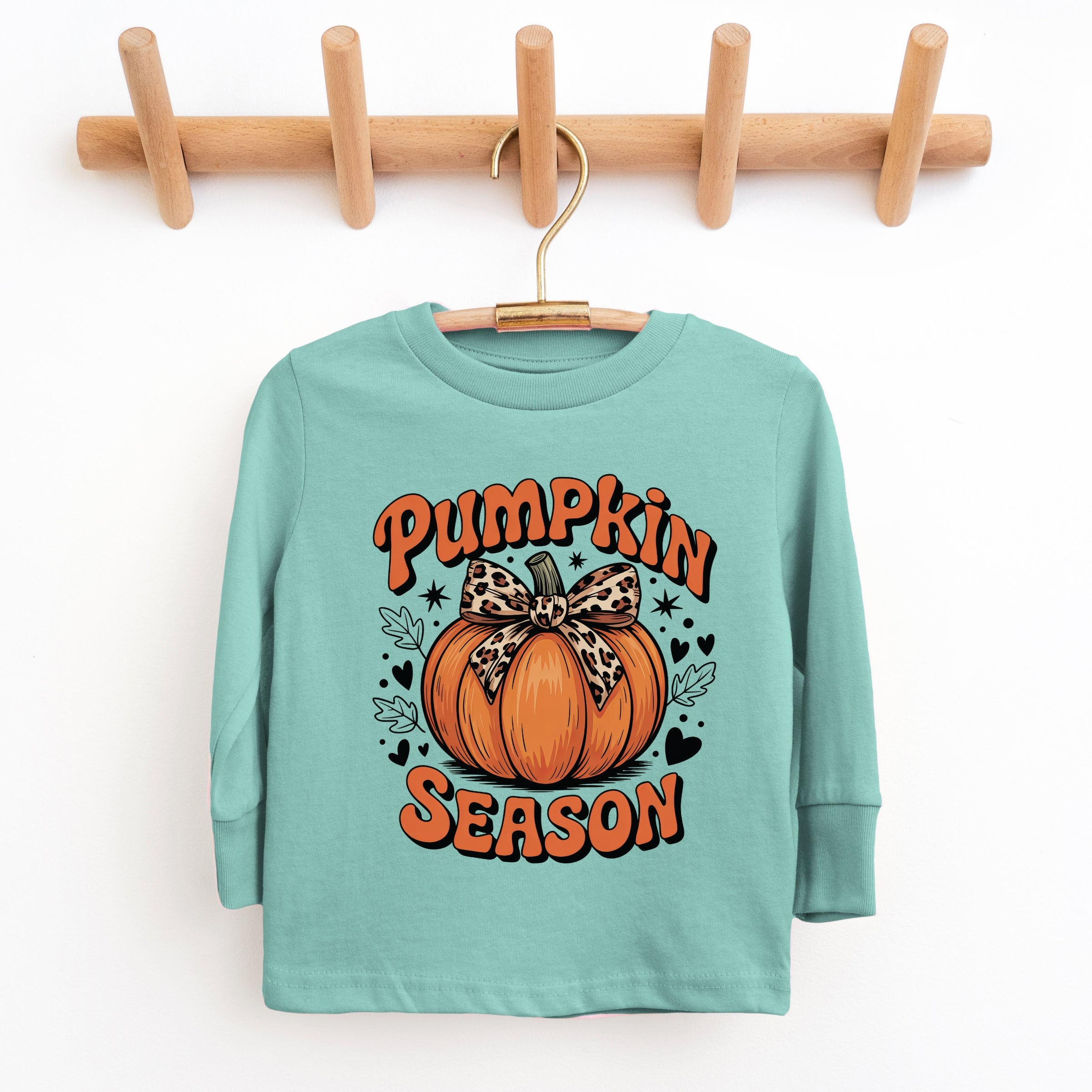 Coquette Pumpkin Season Leopard - Youth Long Sleeve Graphic T-Shirt