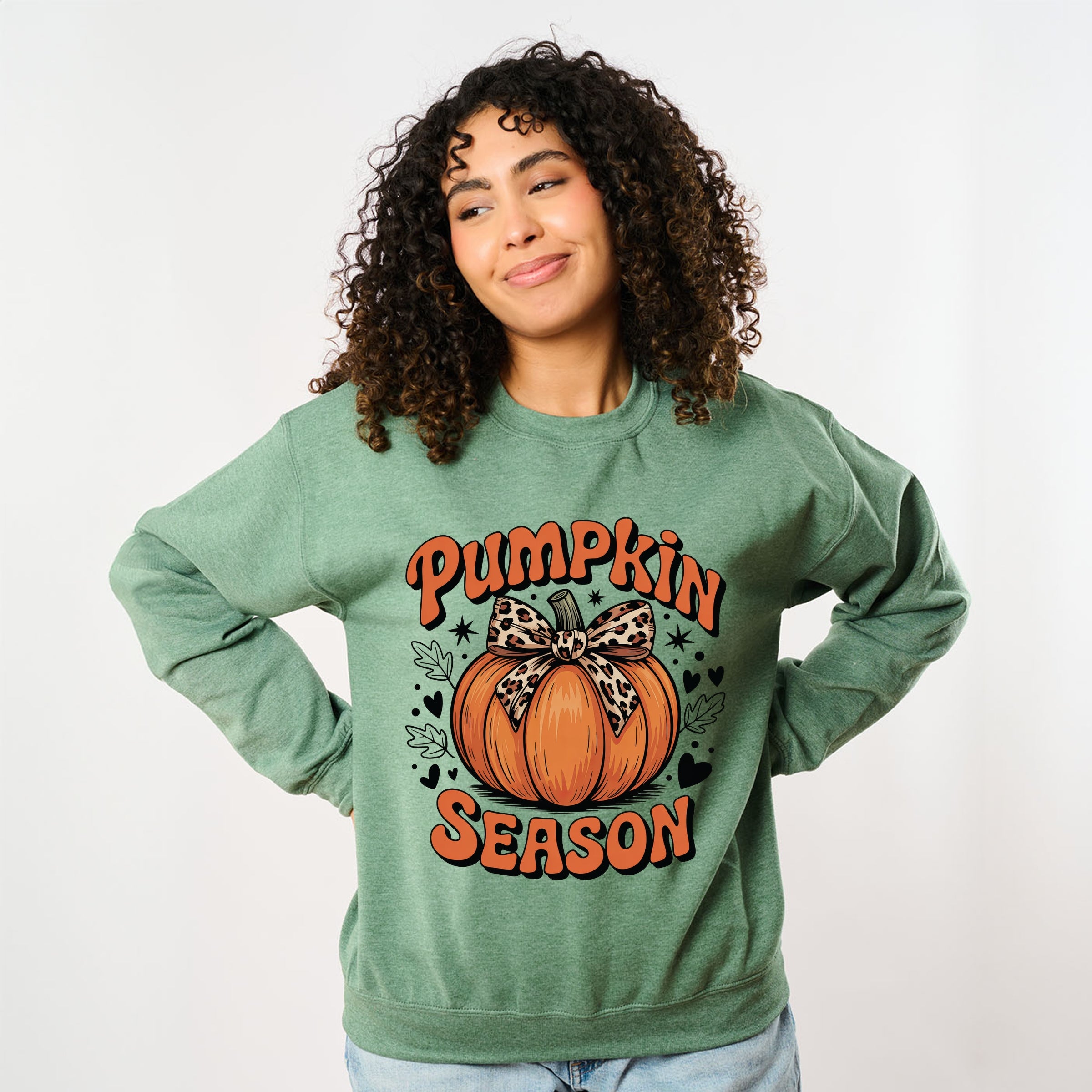 Coquette Pumpkin Season Leopard -  Womens Graphic Sweatshirt