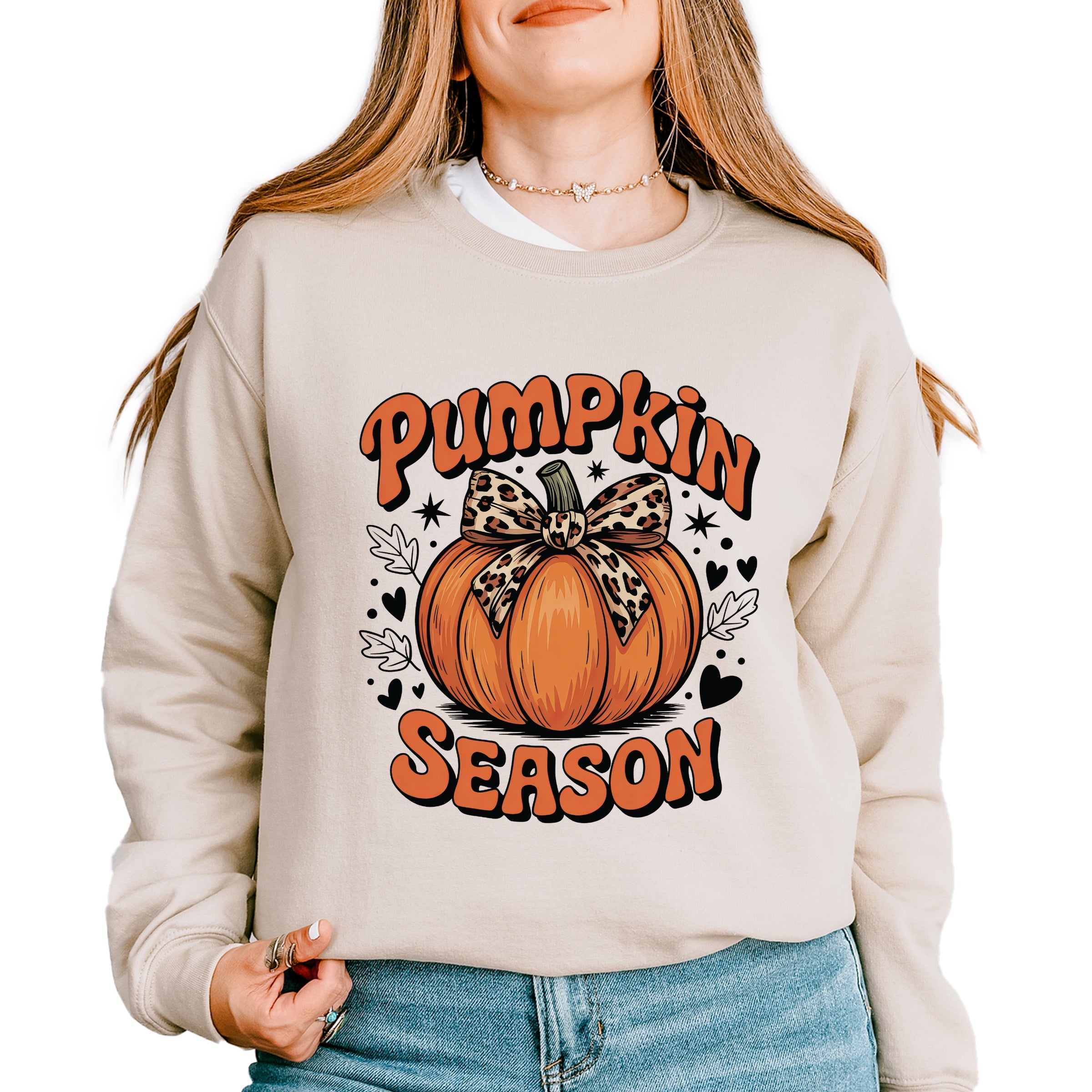 Coquette Pumpkin Season Leopard -  Womens Graphic Sweatshirt