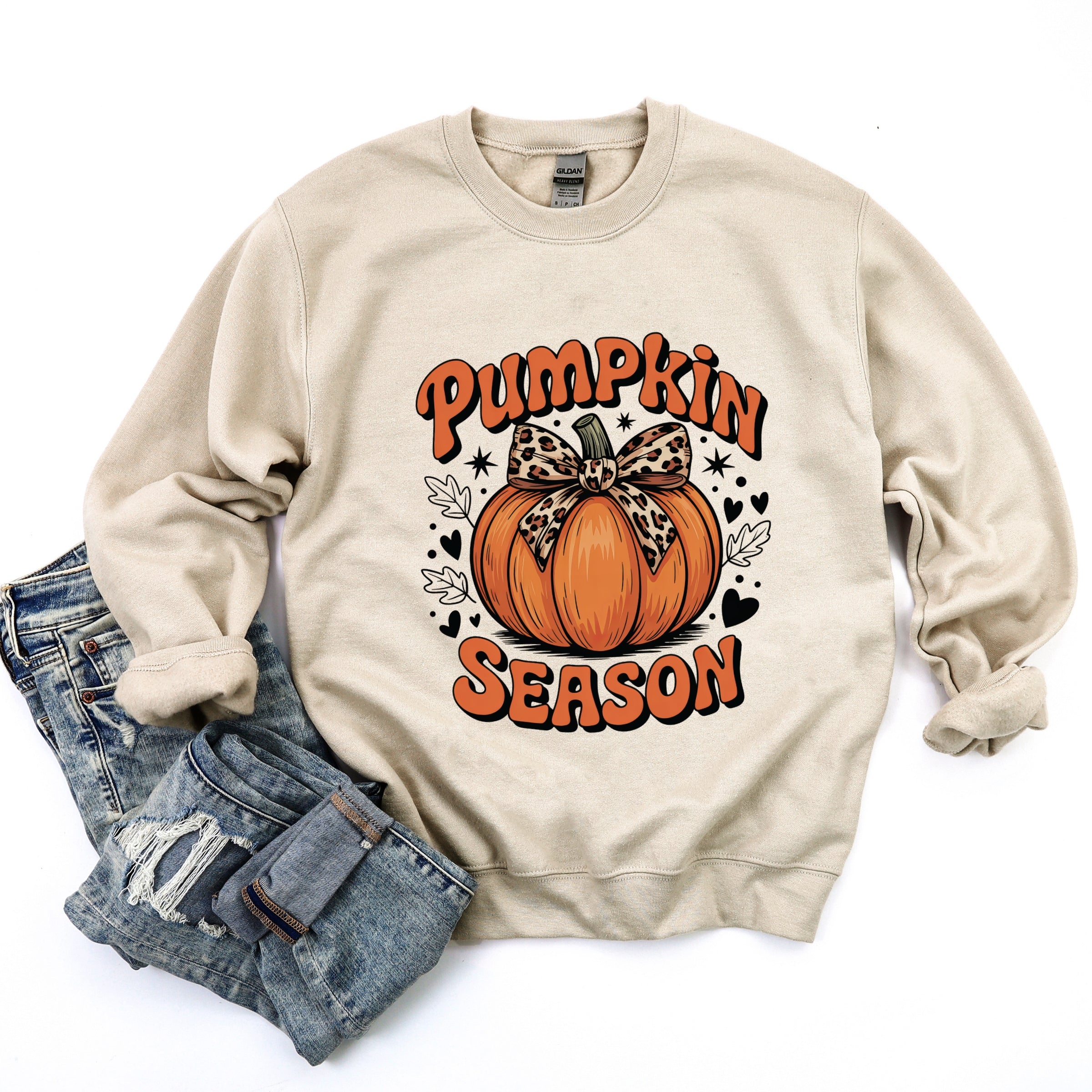Coquette Pumpkin Season Leopard -  Womens Graphic Sweatshirt