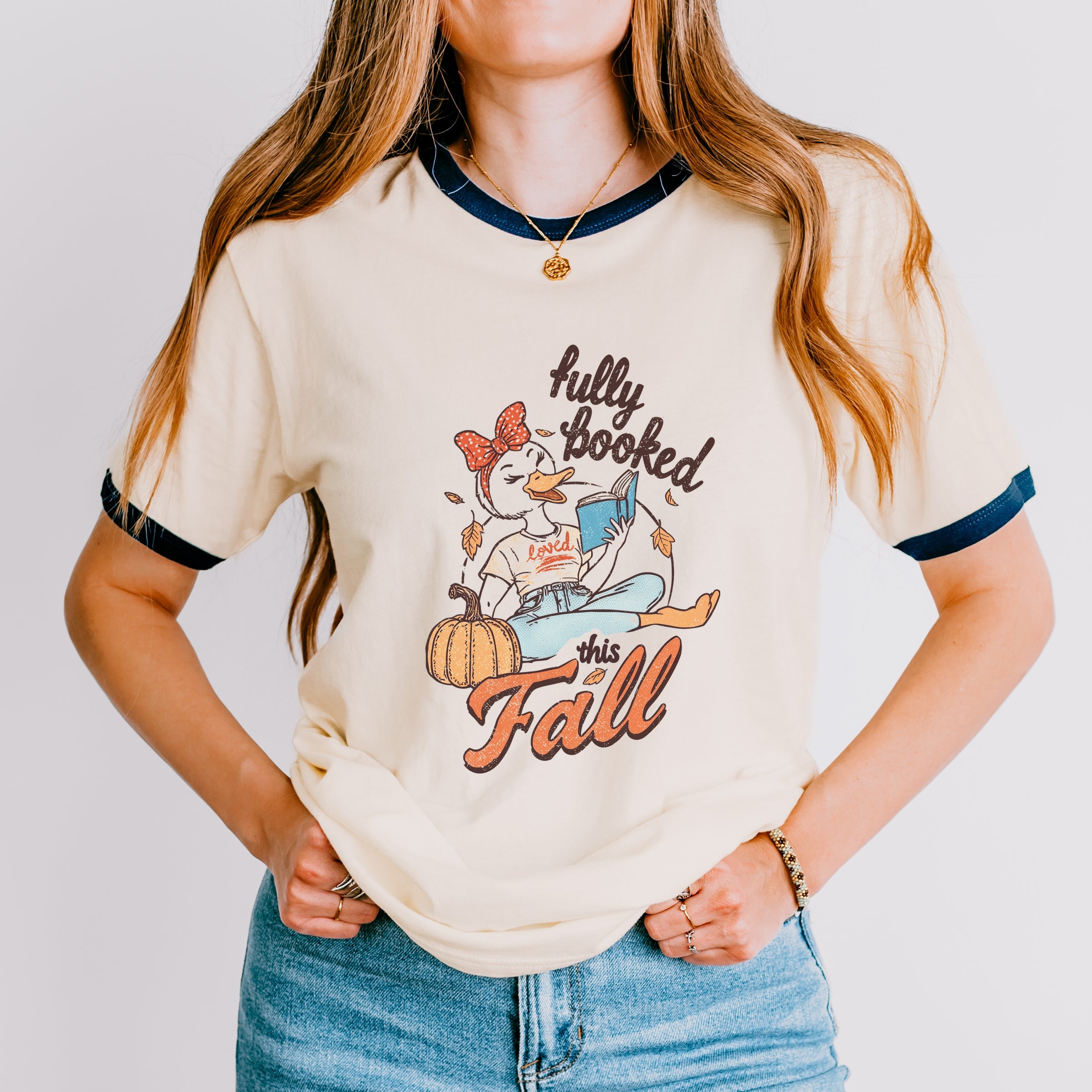 Fully Booked This Fall - Women's Ringer Graphic T-Shirt