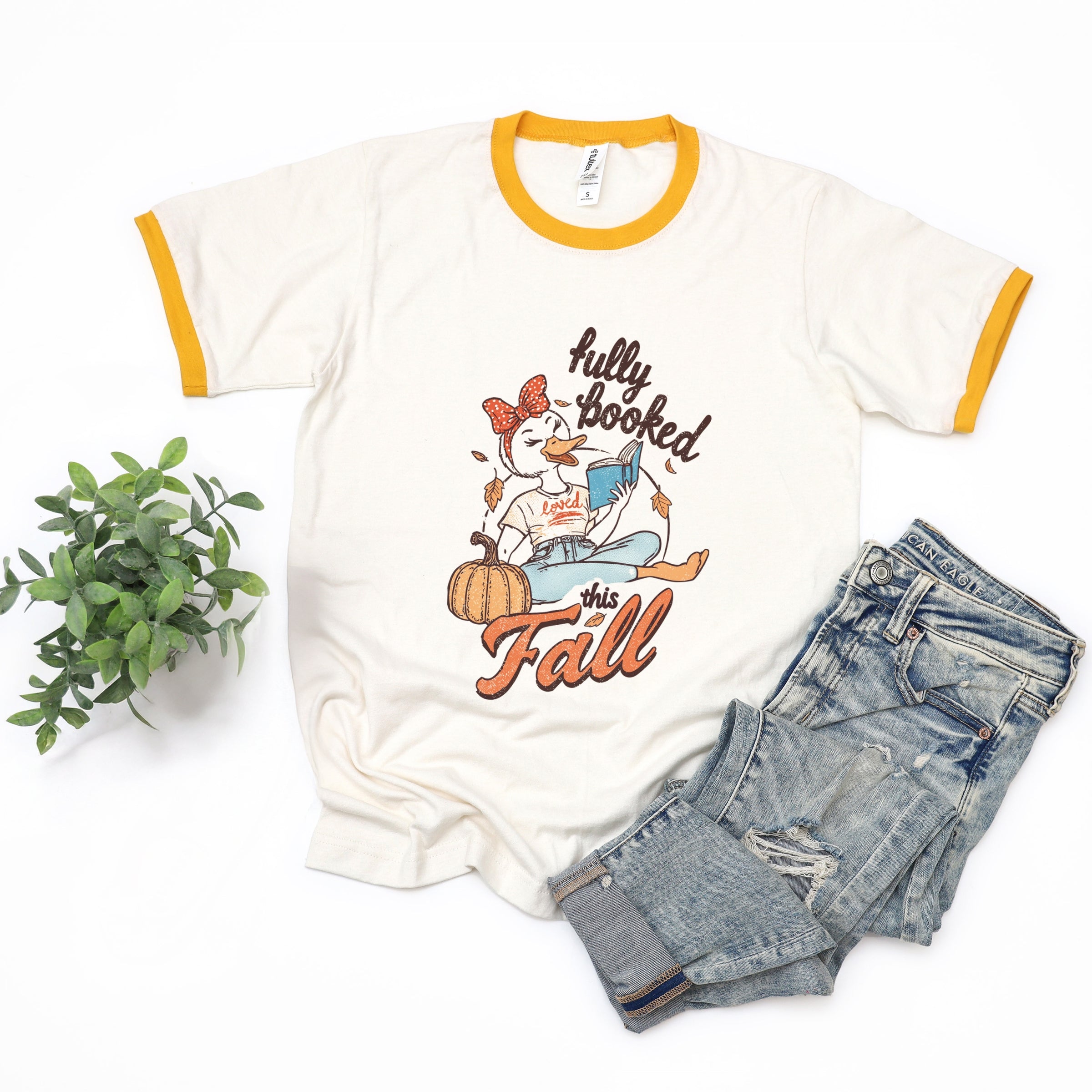 Fully Booked This Fall - Women's Ringer Graphic T-Shirt