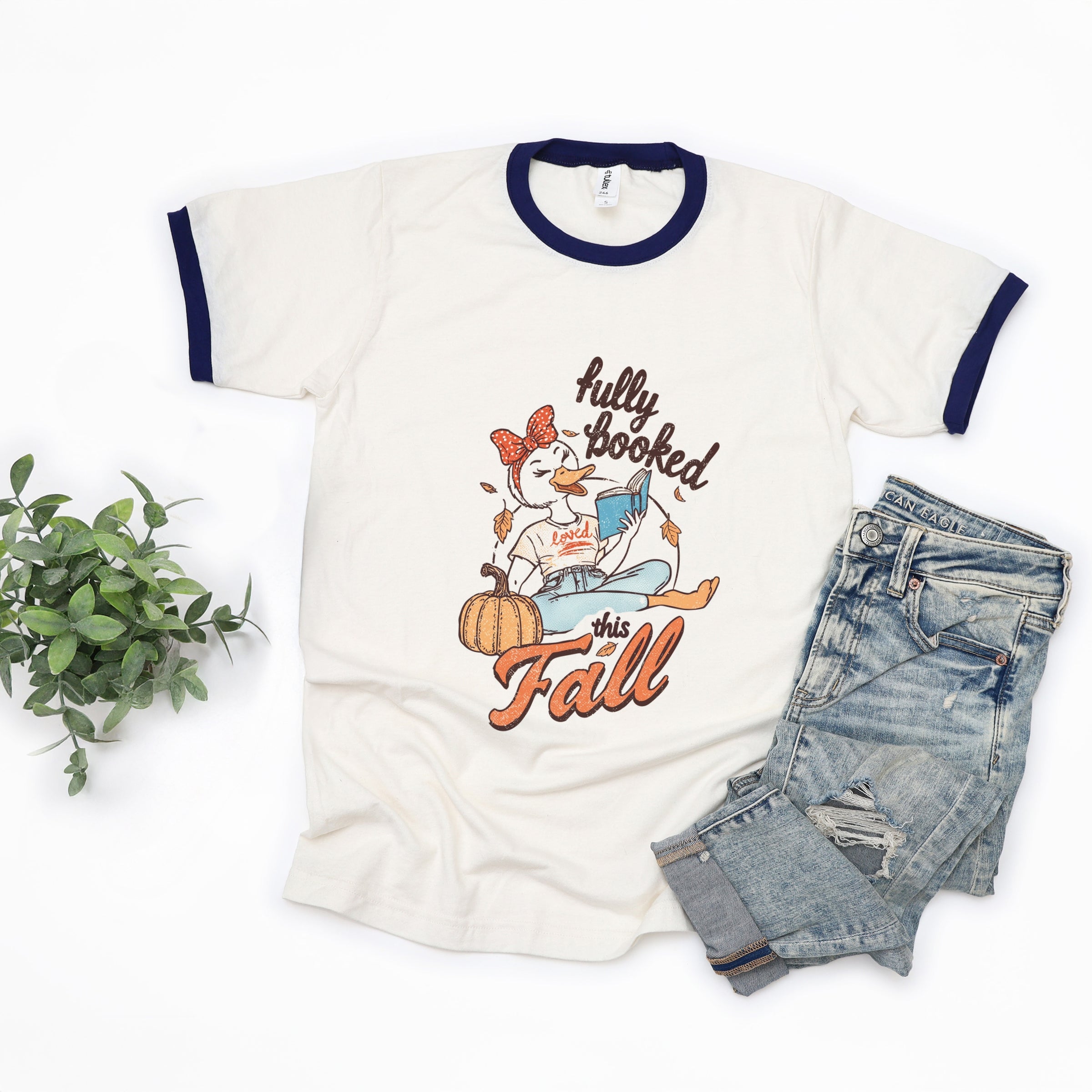 Fully Booked This Fall - Women's Ringer Graphic T-Shirt