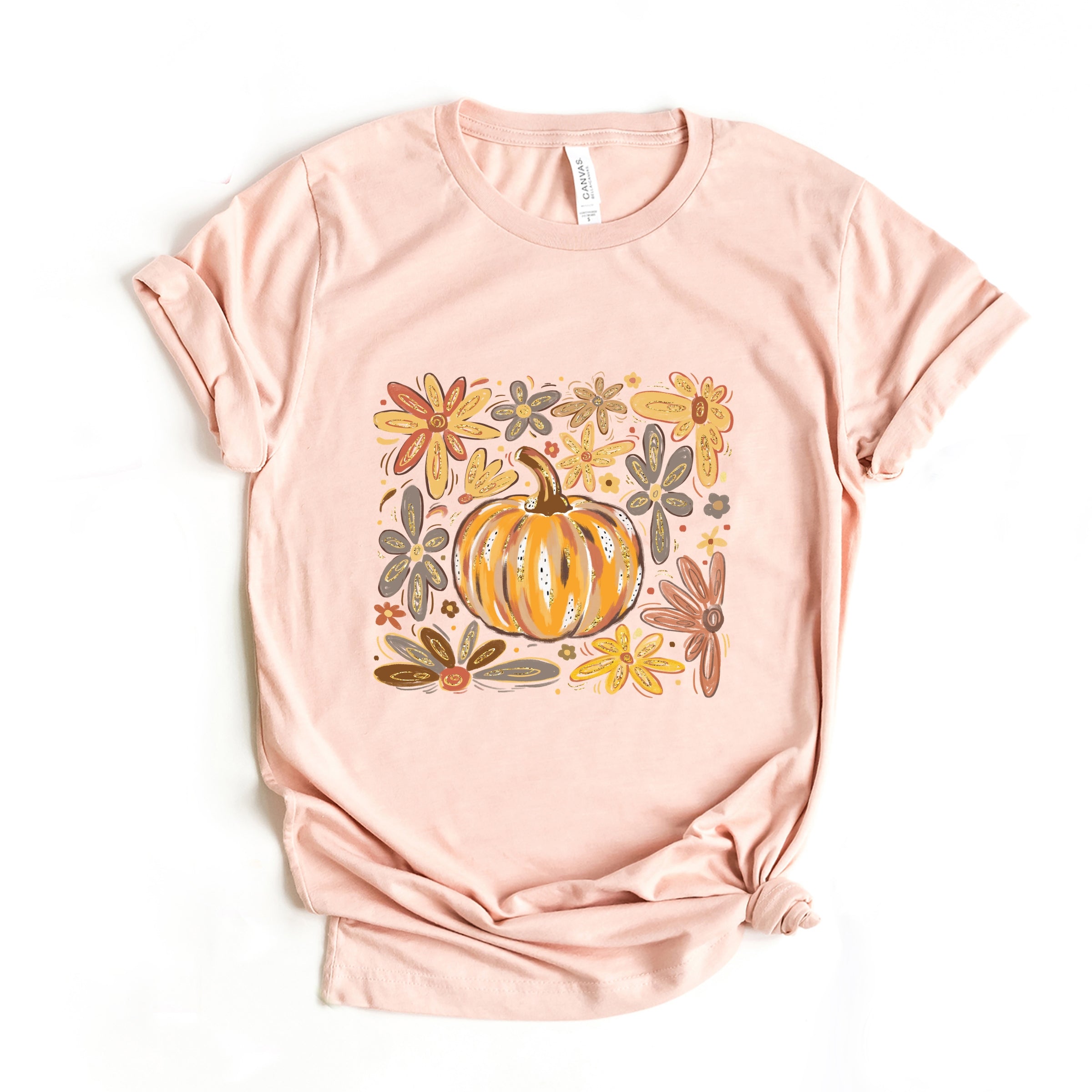 Fall Flowers And Pumpkin - Women's Short Sleeve Graphic T-Shirt