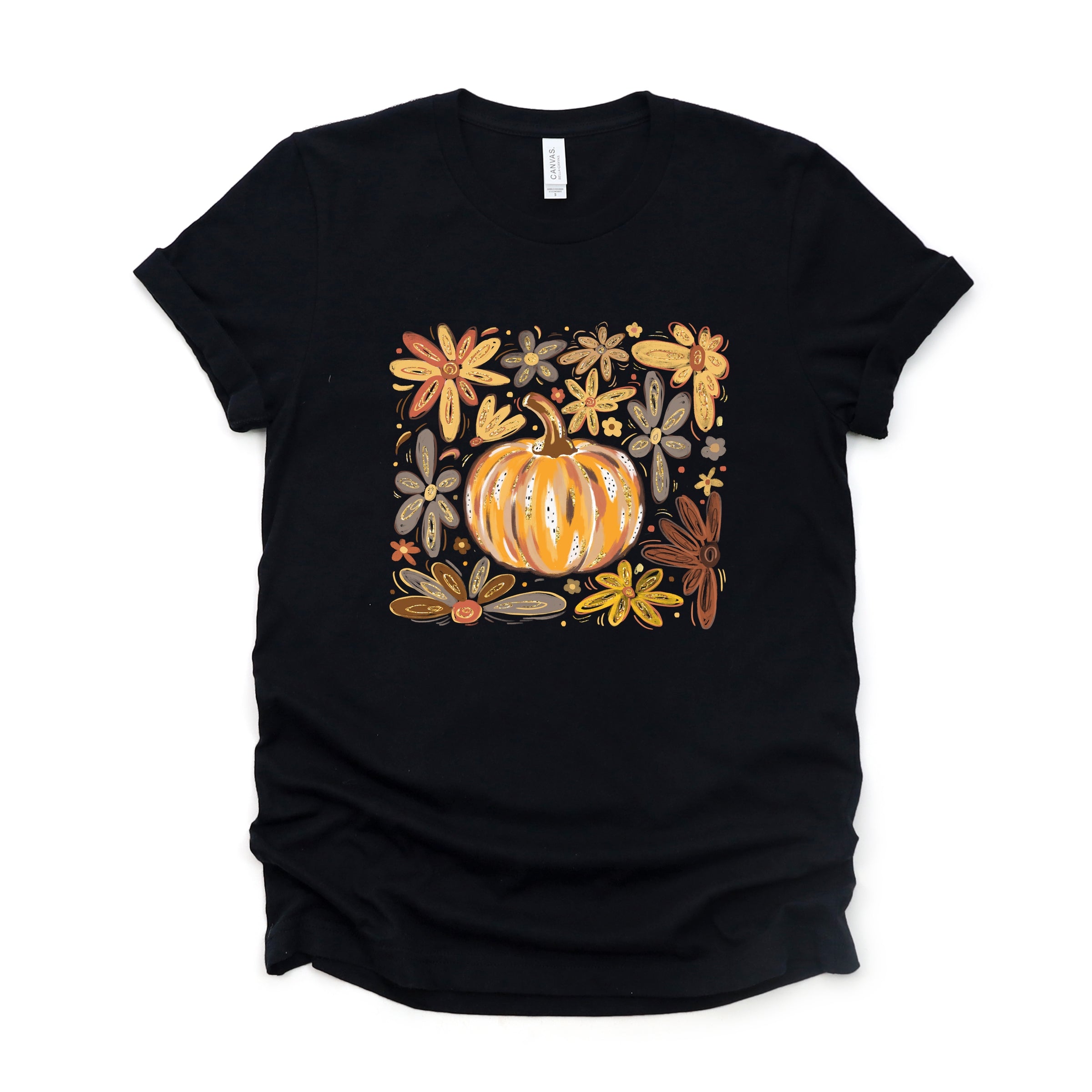 Fall Flowers And Pumpkin - Women's Short Sleeve Graphic T-Shirt