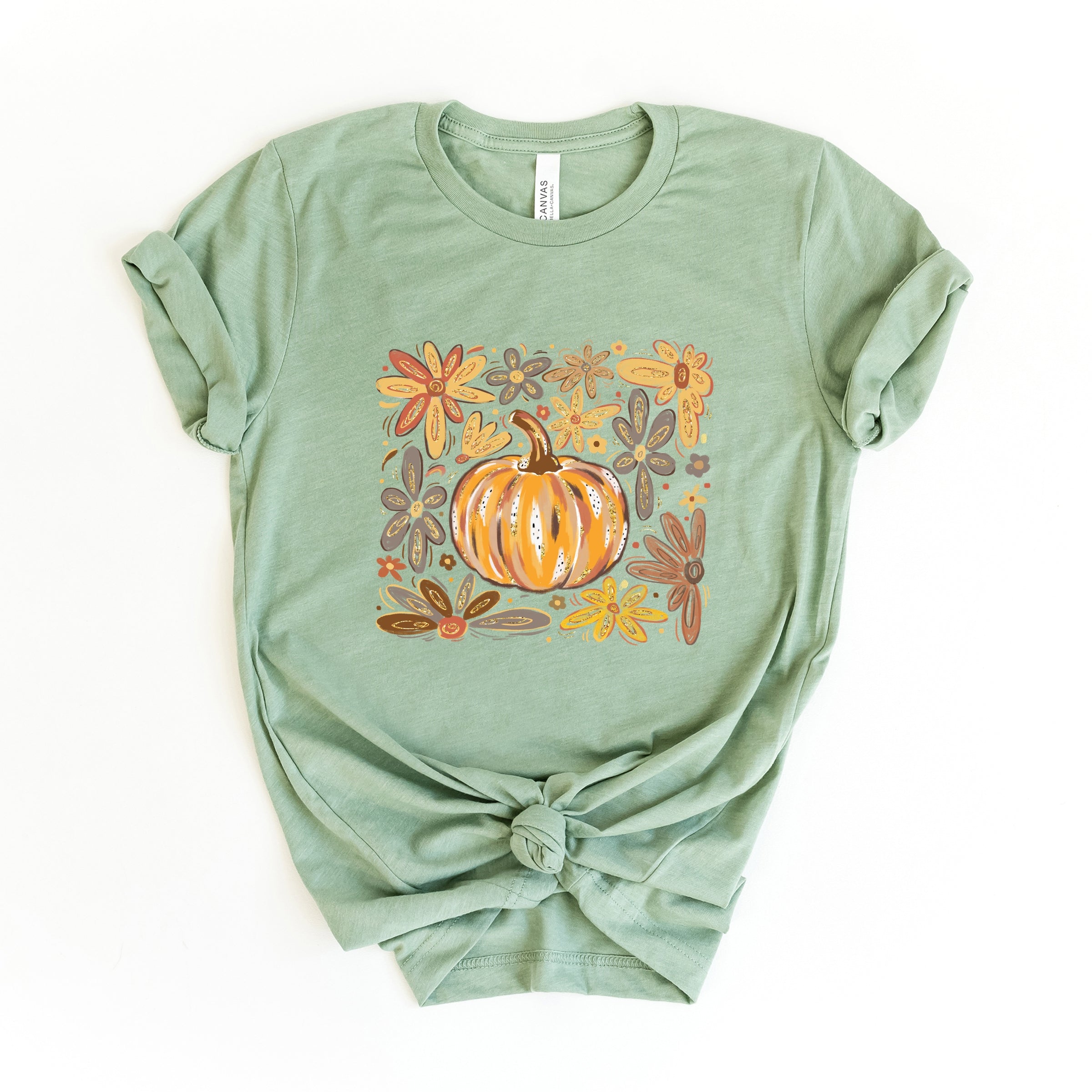Fall Flowers And Pumpkin - Women's Short Sleeve Graphic T-Shirt