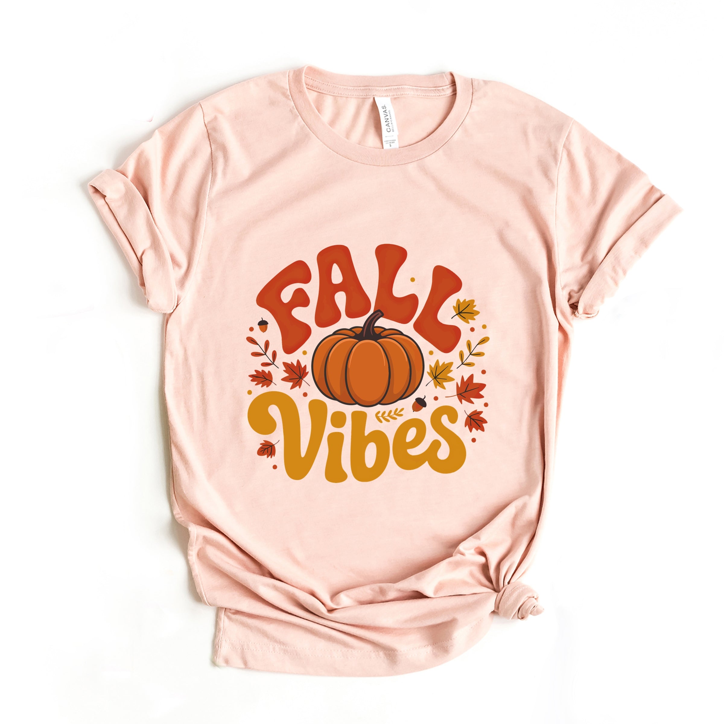 Fall Vibes Pumpkin And Leaves - Women's Short Sleeve Graphic T-Shirt