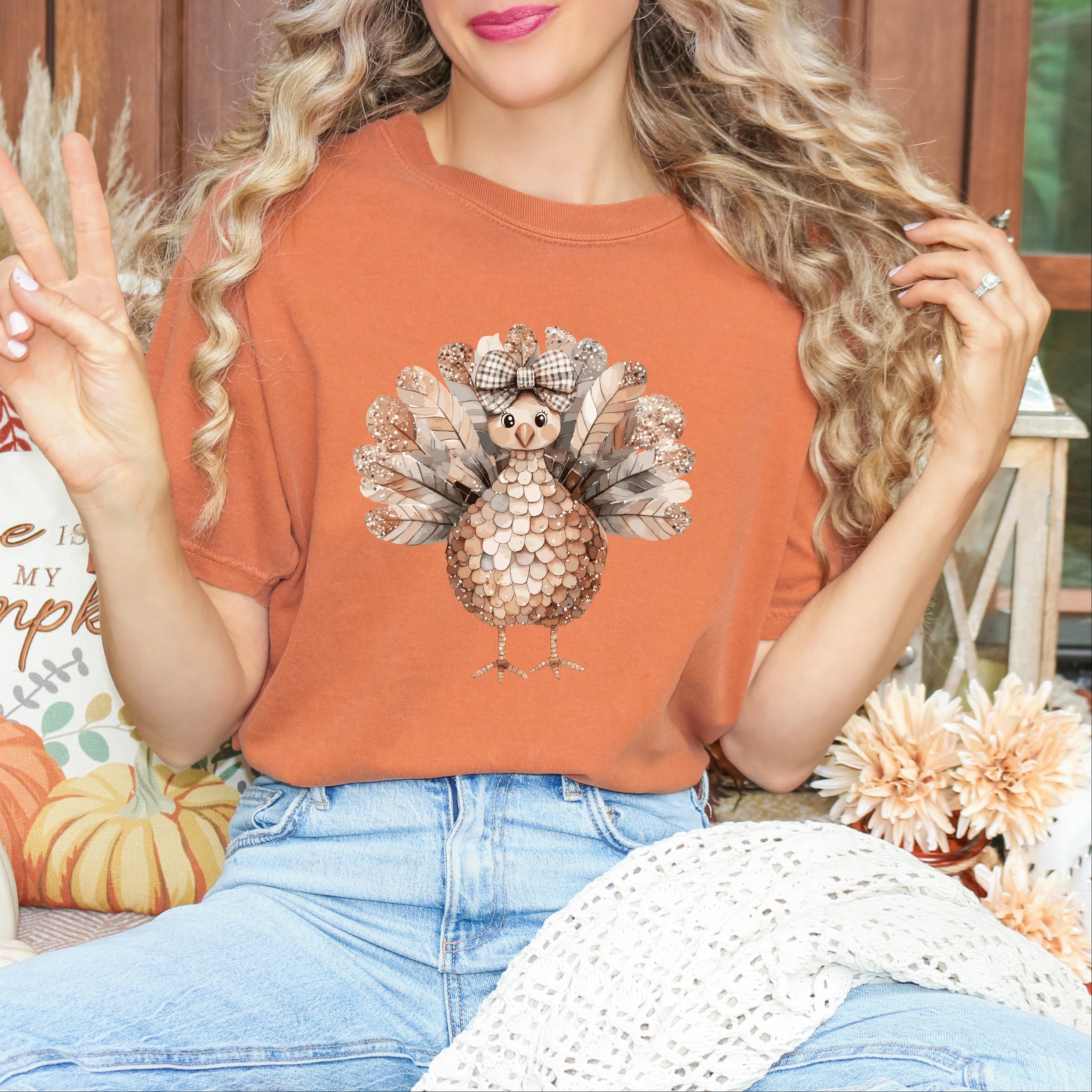 Sparkle Turkey - Women's Garment Dyed Graphic T-Shirt