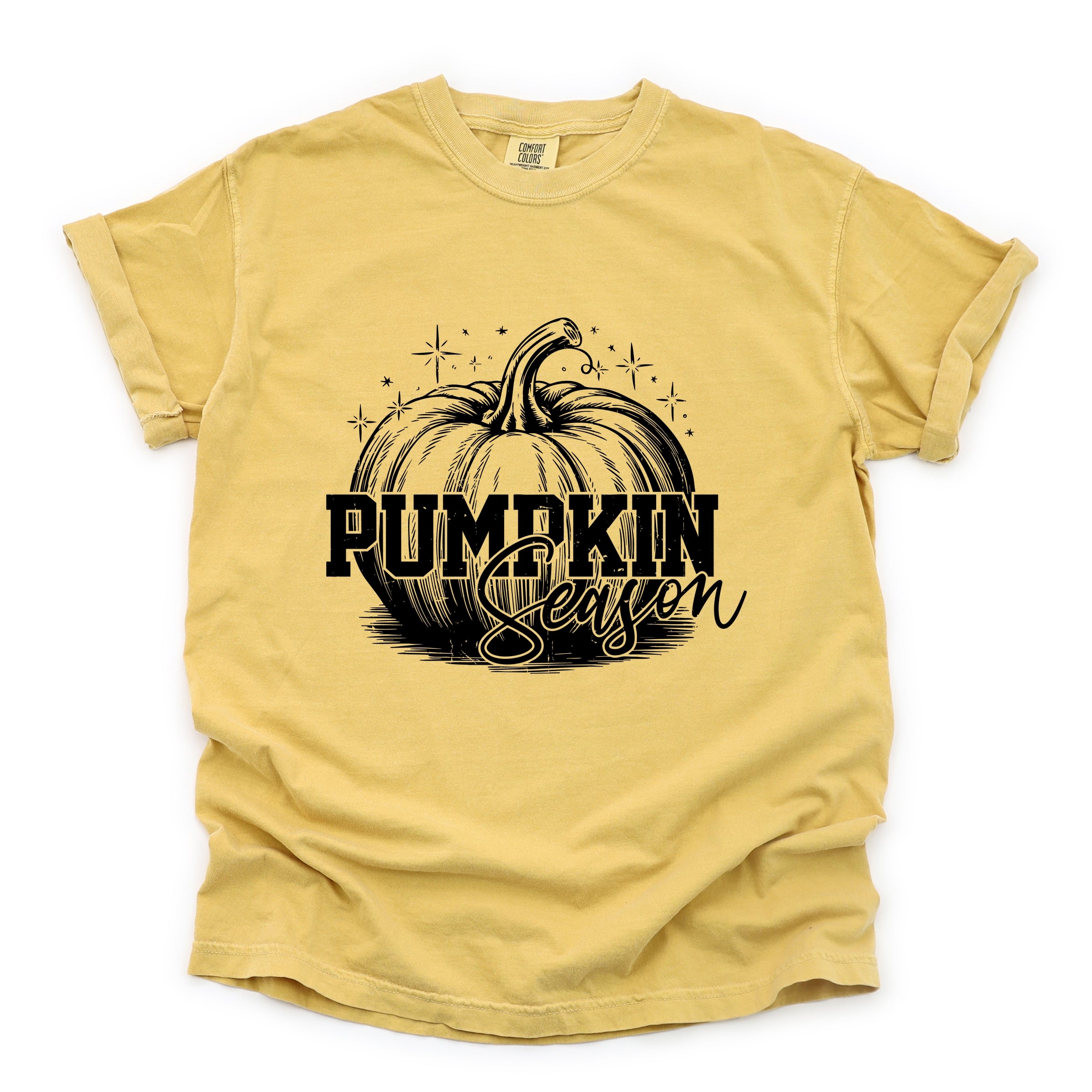 Pumpkin Season Sparkles Distressed - Women's Garment Dyed Graphic T-Shirt