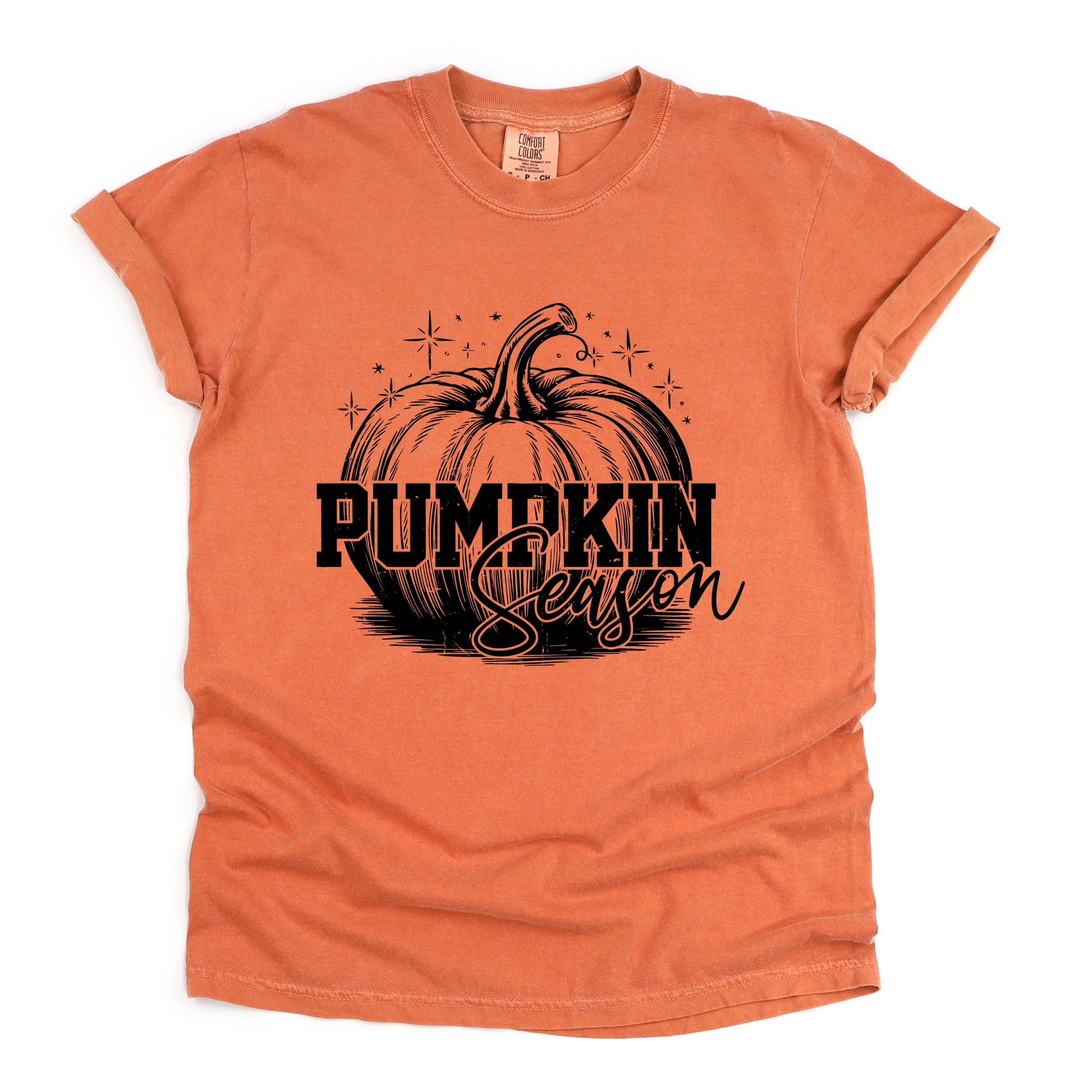 Pumpkin Season Sparkles Distressed - Women's Garment Dyed Graphic T-Shirt