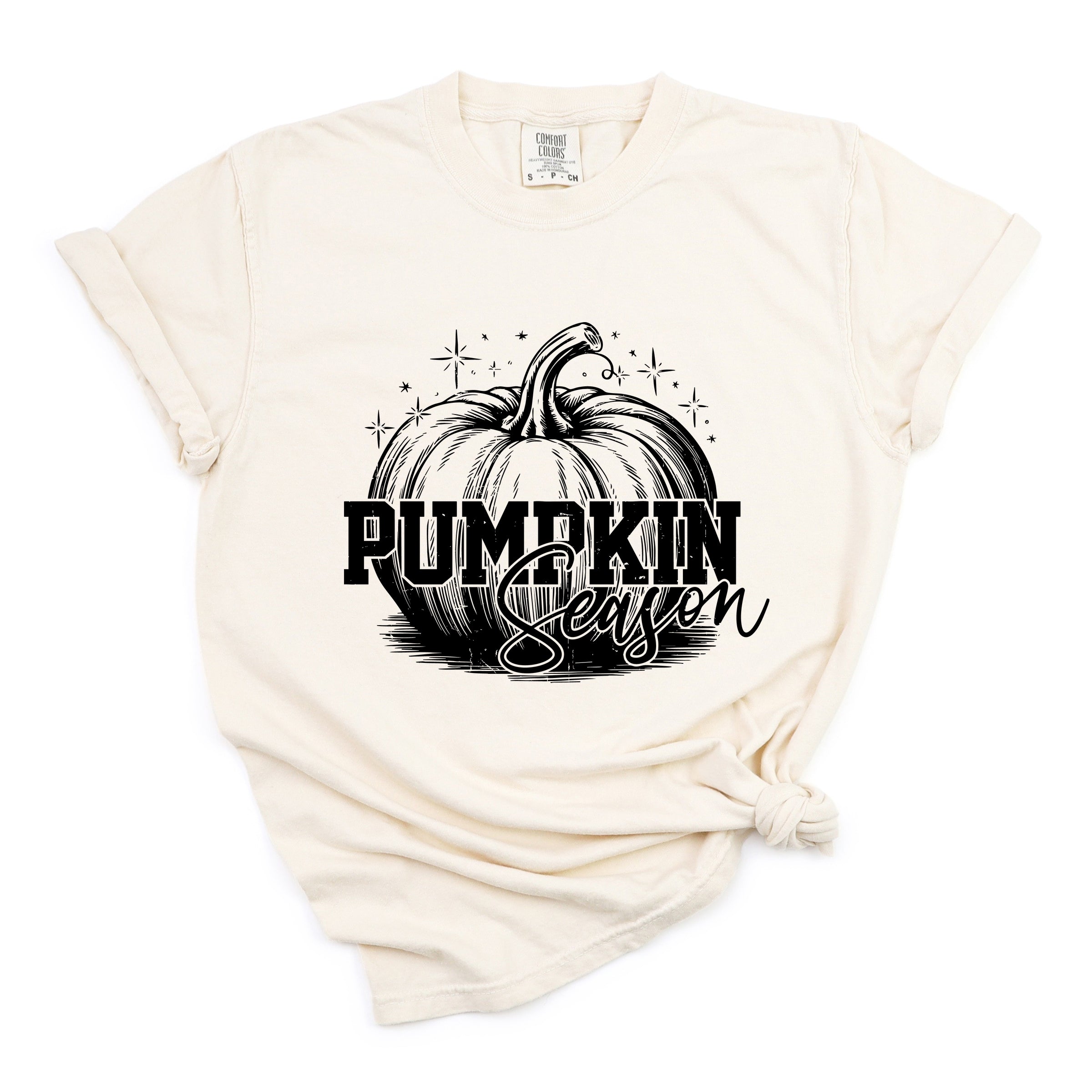 Pumpkin Season Sparkles Distressed - Women's Garment Dyed Graphic T-Shirt