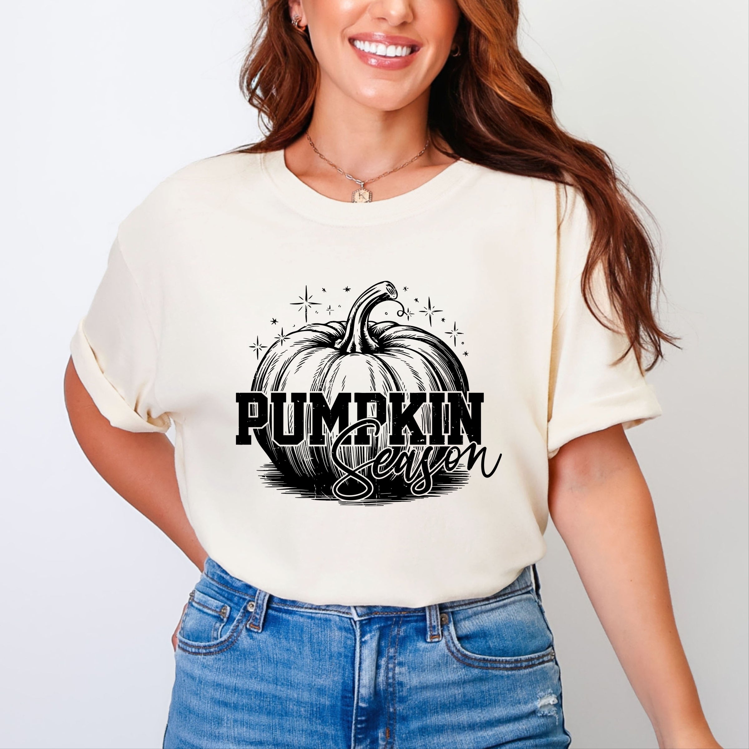 Pumpkin Season Sparkles Distressed - Women's Garment Dyed Graphic T-Shirt