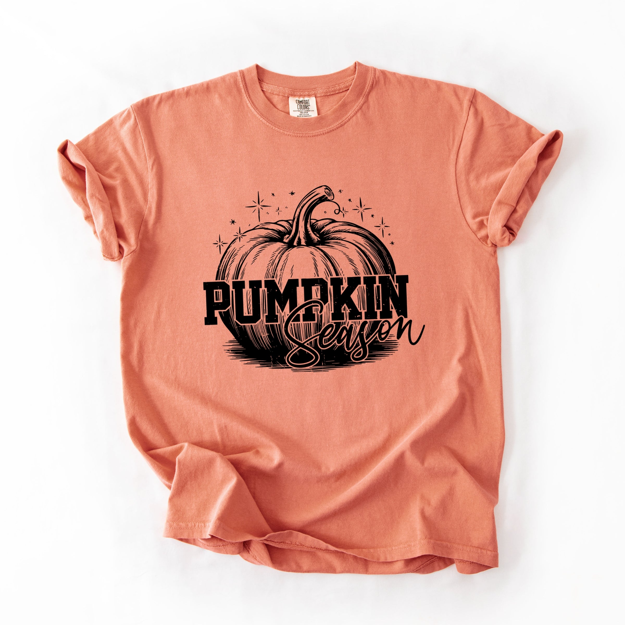 Pumpkin Season Sparkles Distressed - Women's Garment Dyed Graphic T-Shirt