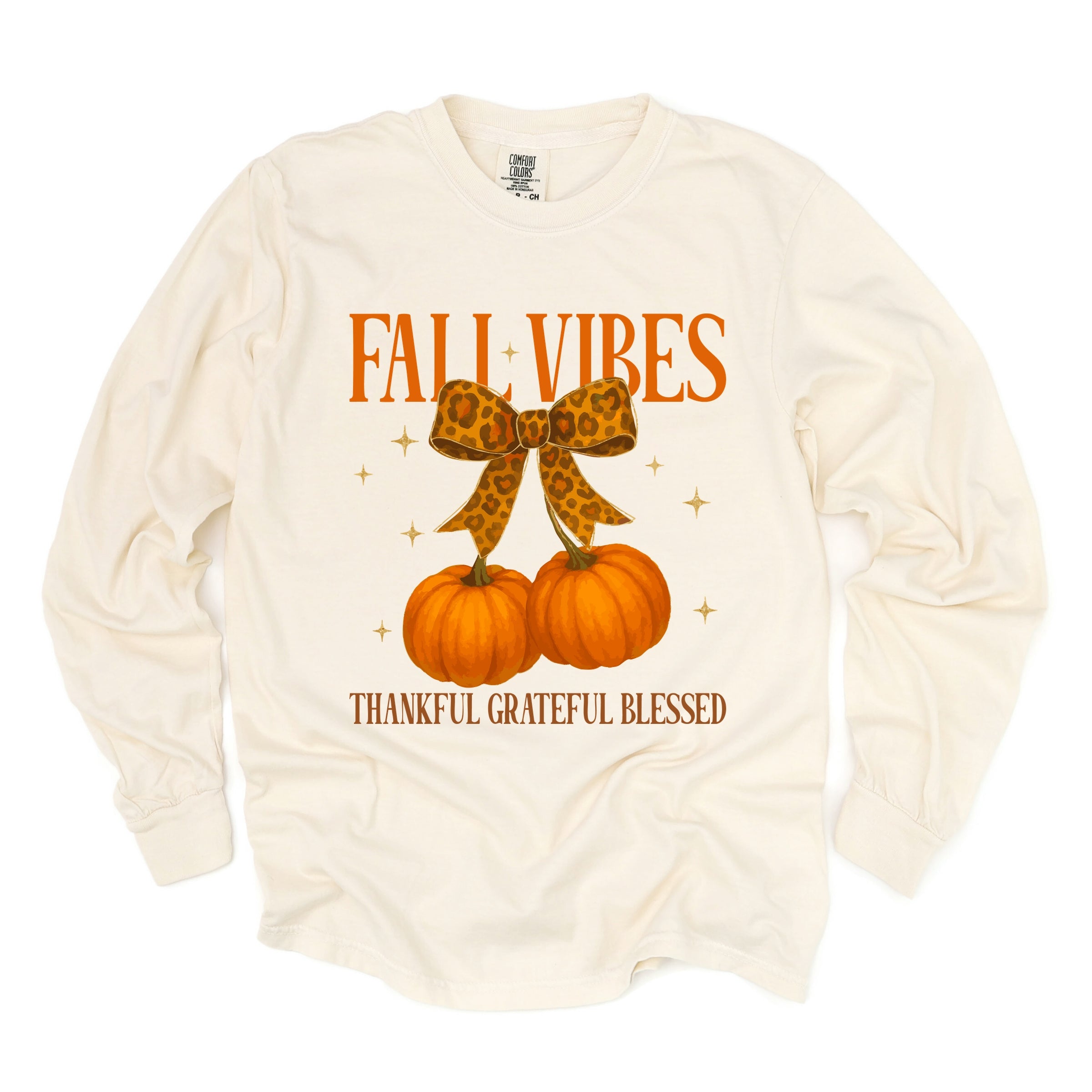 Coquette Thankful Grateful Blessed - Women's Garment Dyed Long Sleeve Graphic T-Shirt