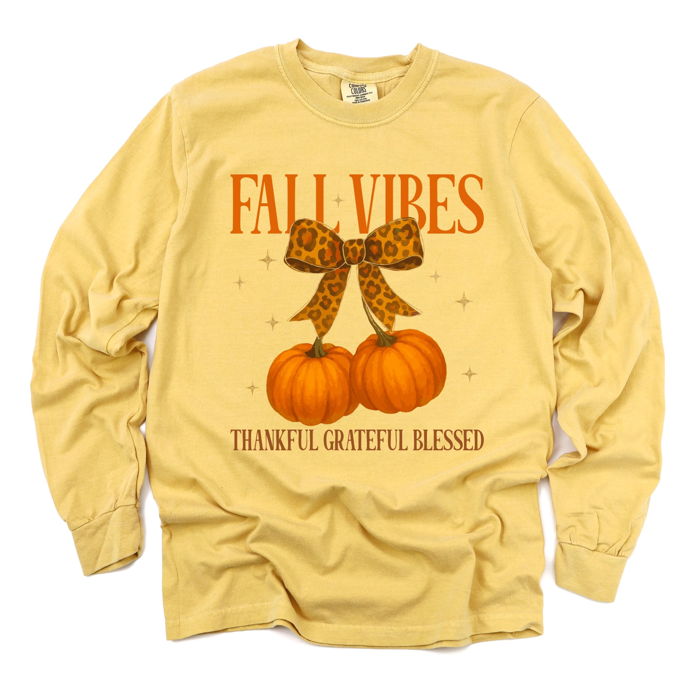 Coquette Thankful Grateful Blessed - Women's Garment Dyed Long Sleeve Graphic T-Shirt