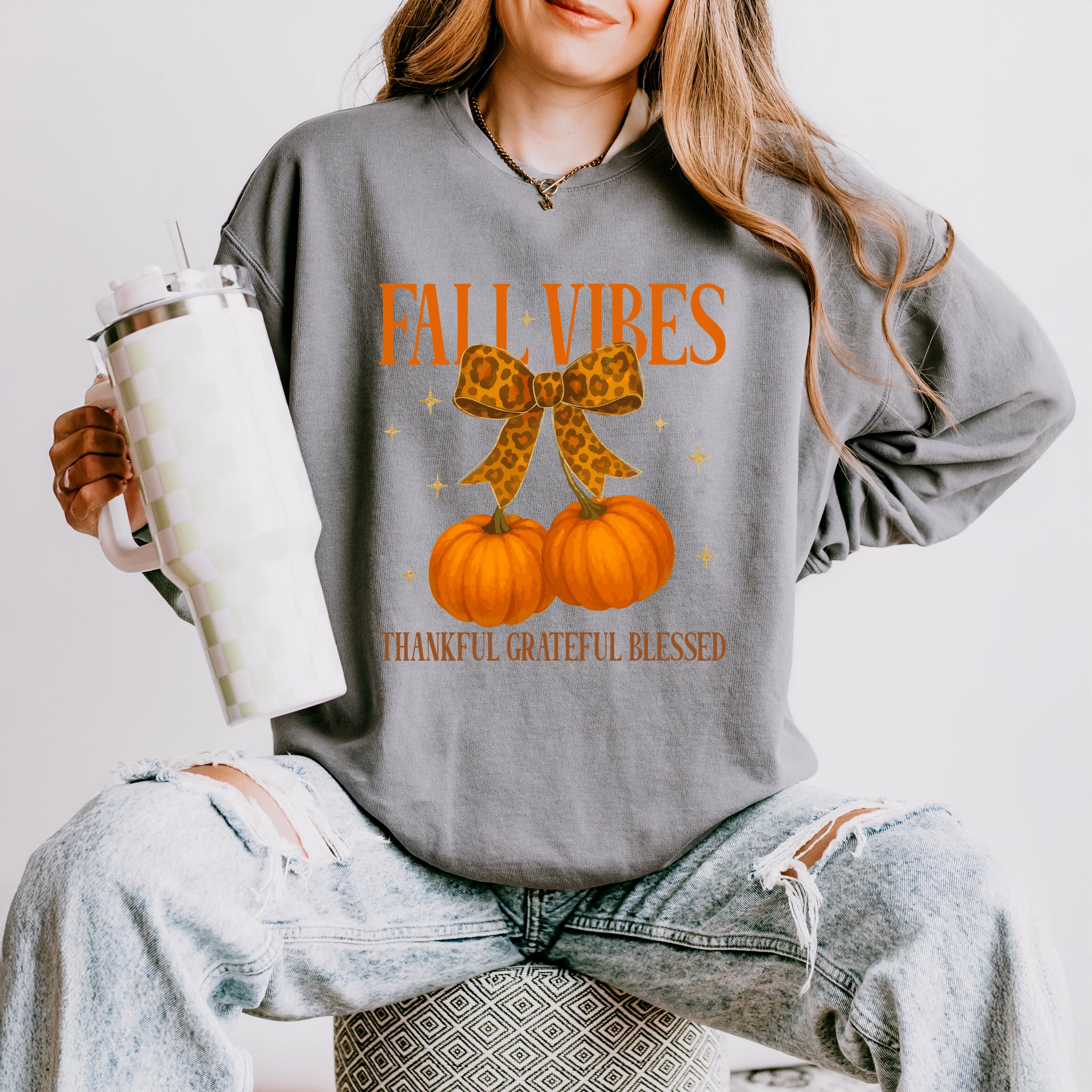 Coquette Thankful Grateful Blessed - Women's Lightweight Garment Dyed Sweatshirt