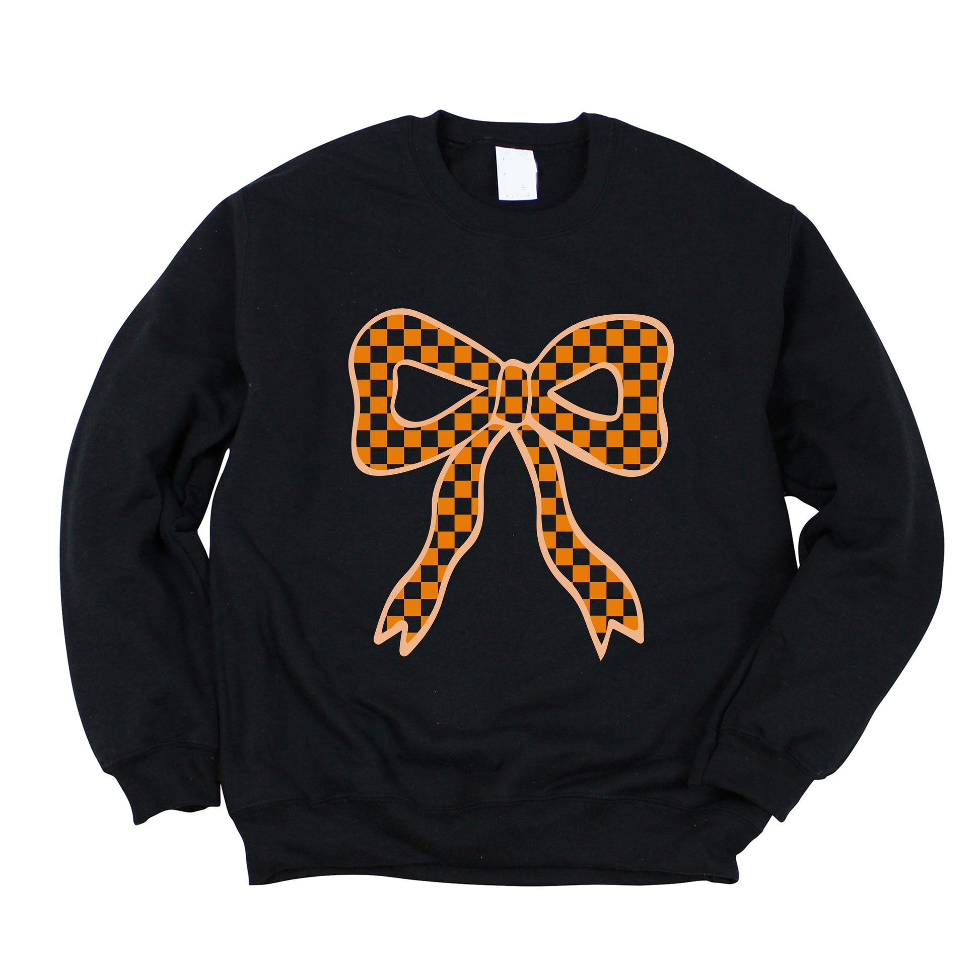 Coquette Orange Checker Bow - Women's Graphic Sweatshirt