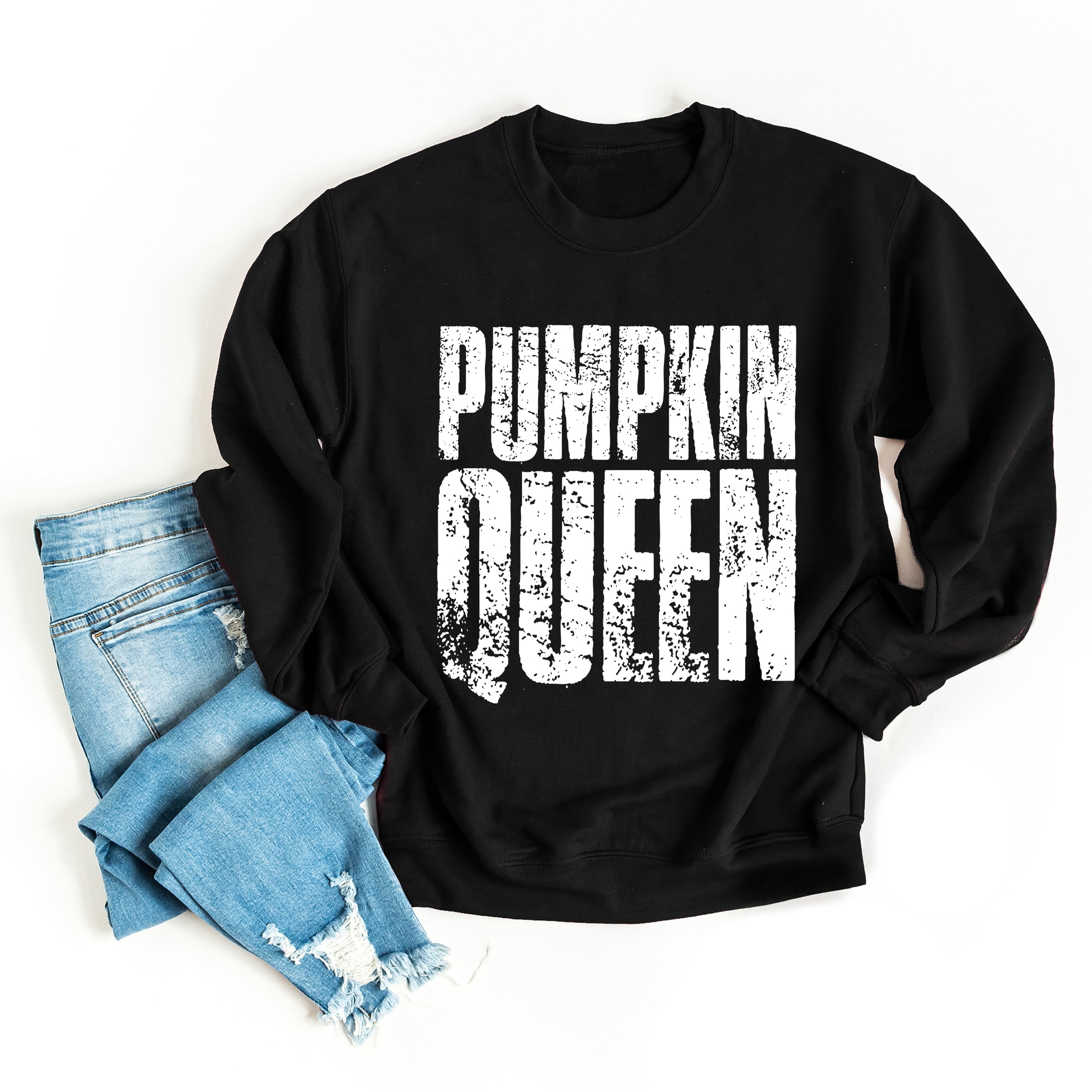 Pumpkin Queen Distressed - Women's Graphic Sweatshirt