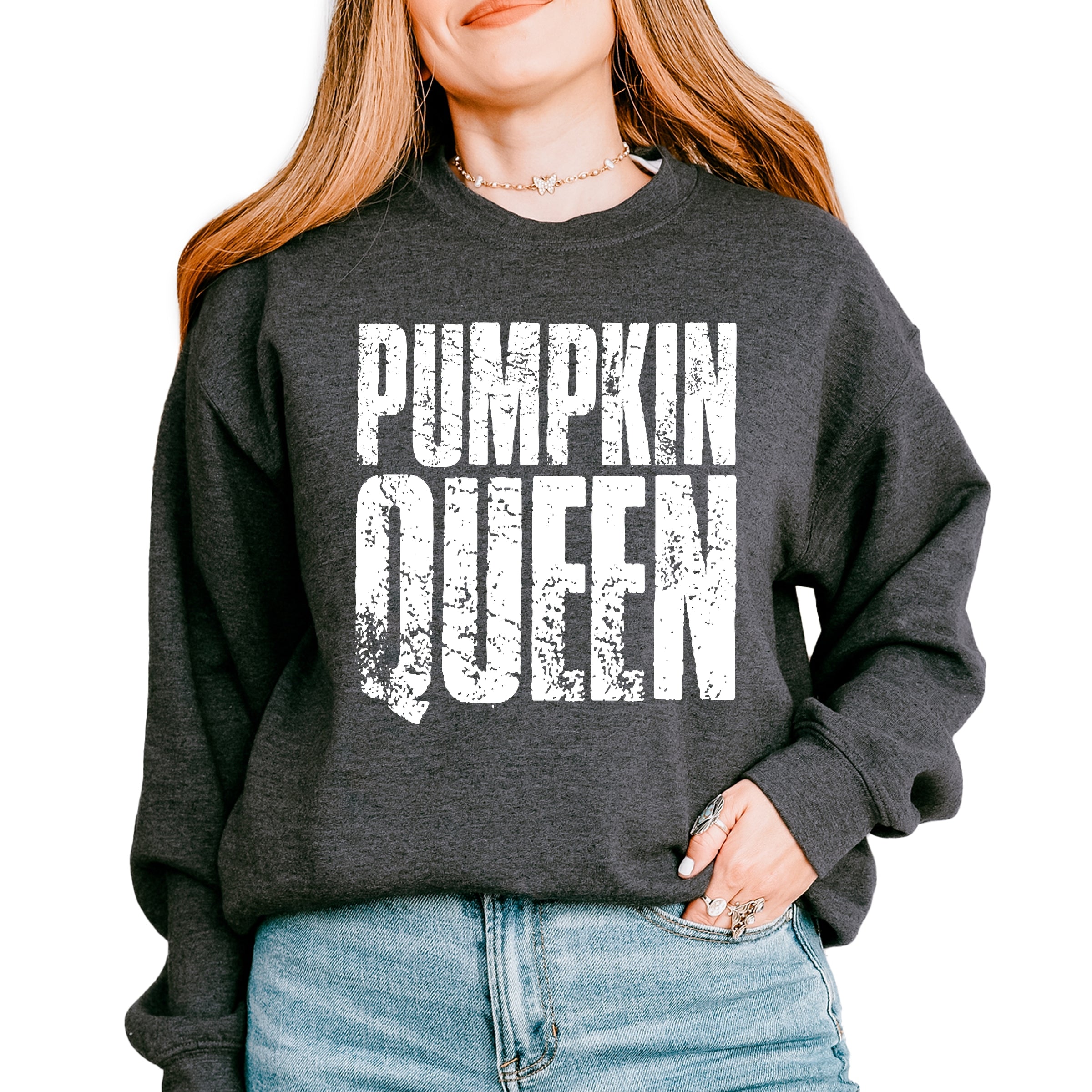 Pumpkin Queen Distressed - Women's Graphic Sweatshirt