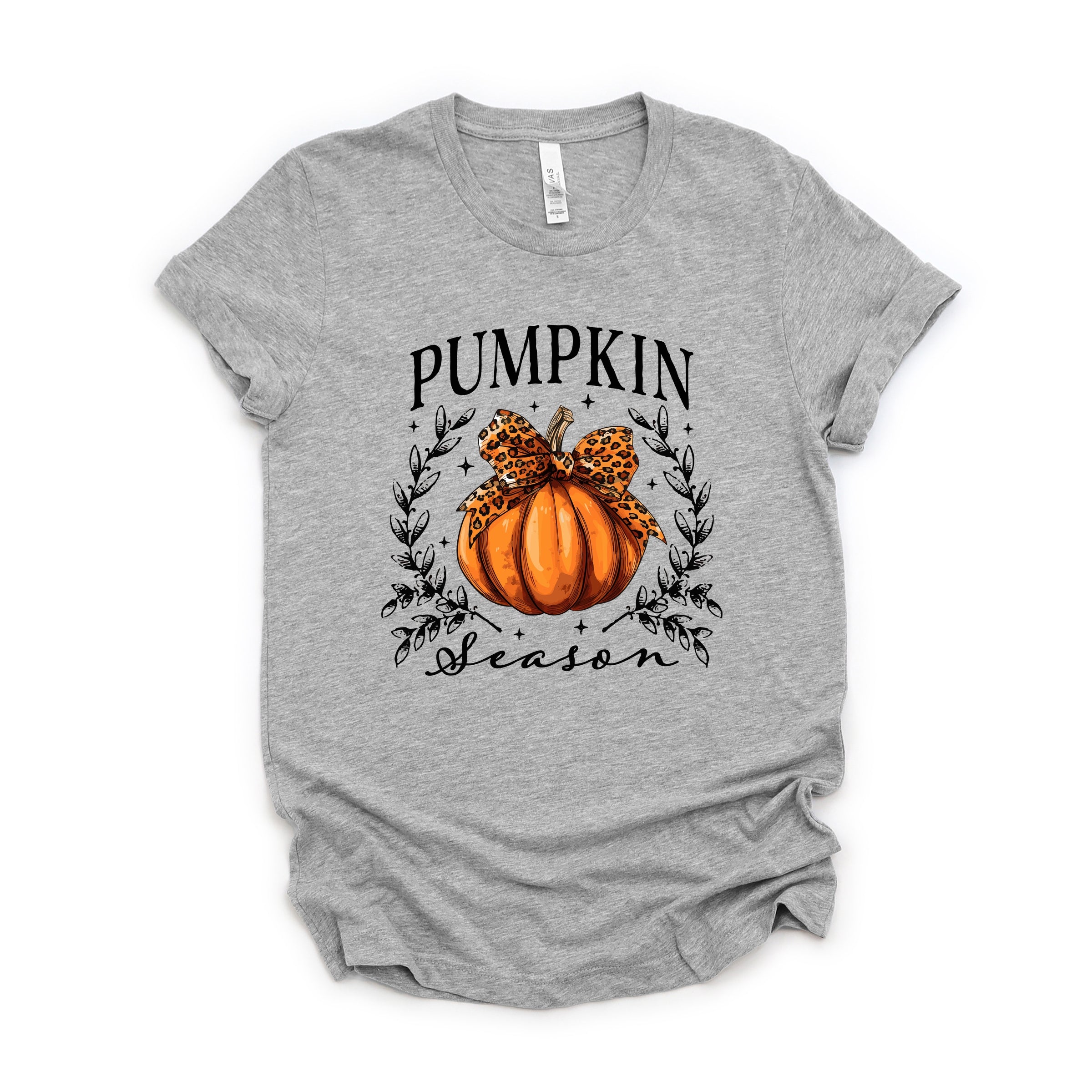 Pumpkin Season Leopard Bow - Women's Short Sleeve Graphic T-Shirt