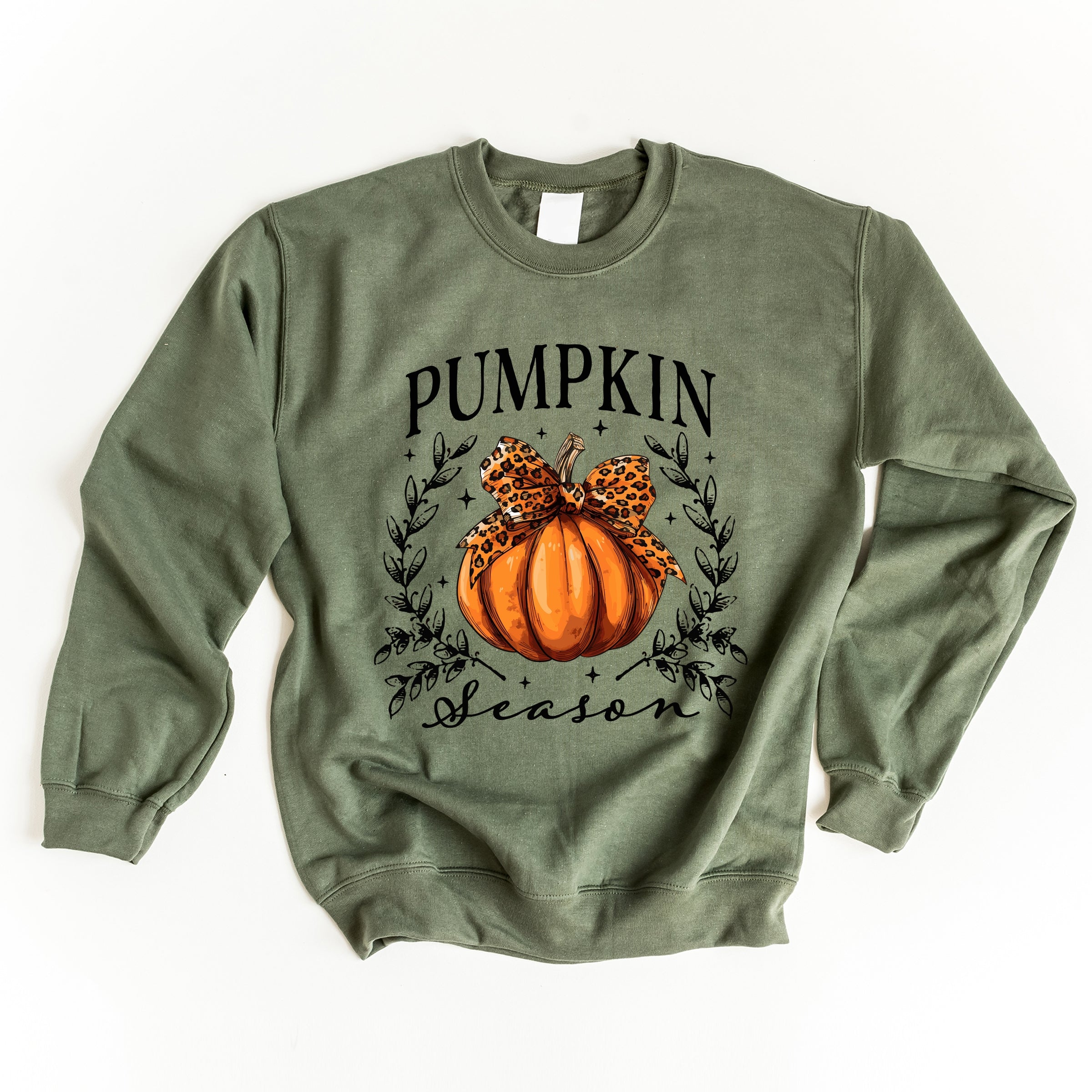 Pumpkin Season Leopard Bow - Women's Graphic Sweatshirt