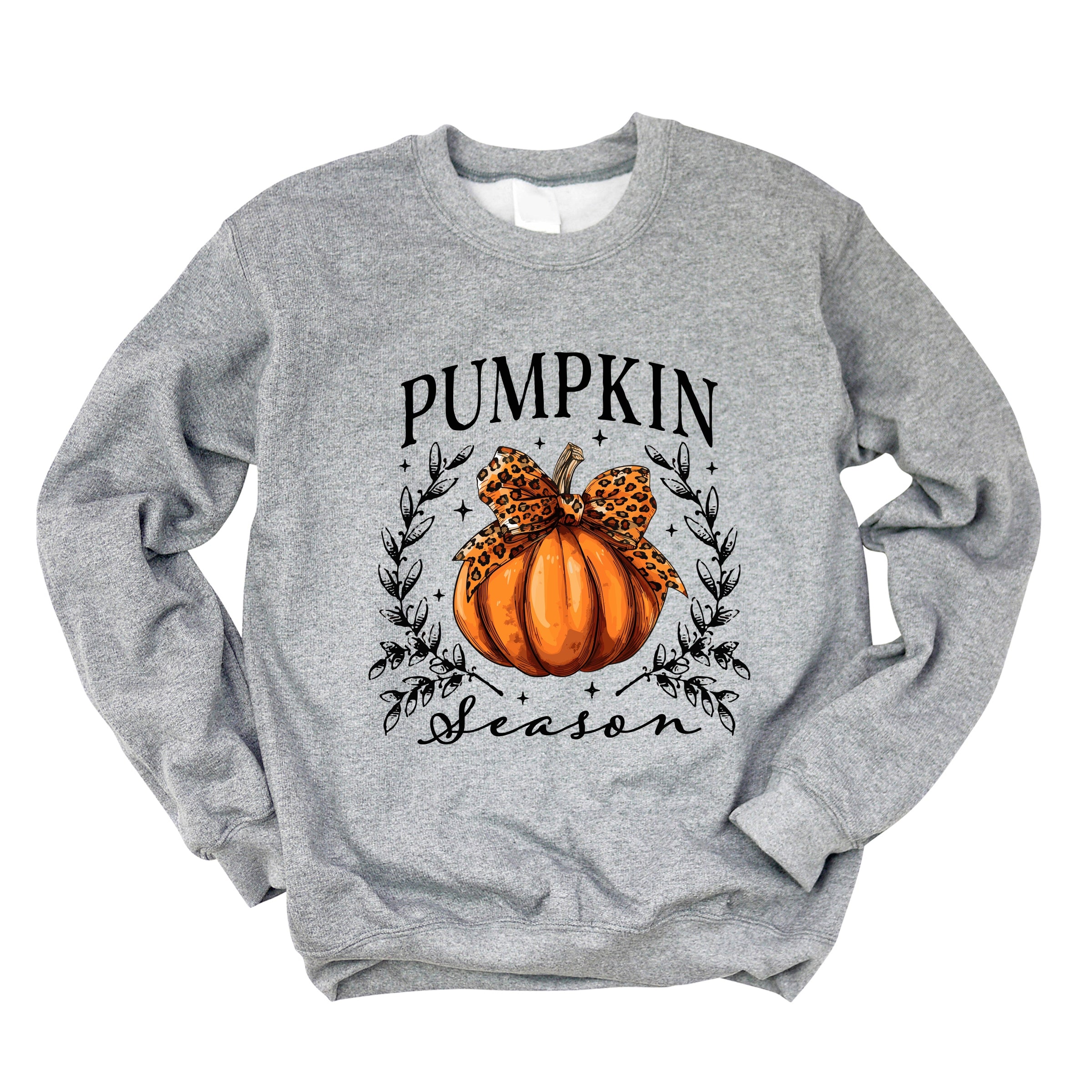 Pumpkin Season Leopard Bow - Women's Graphic Sweatshirt