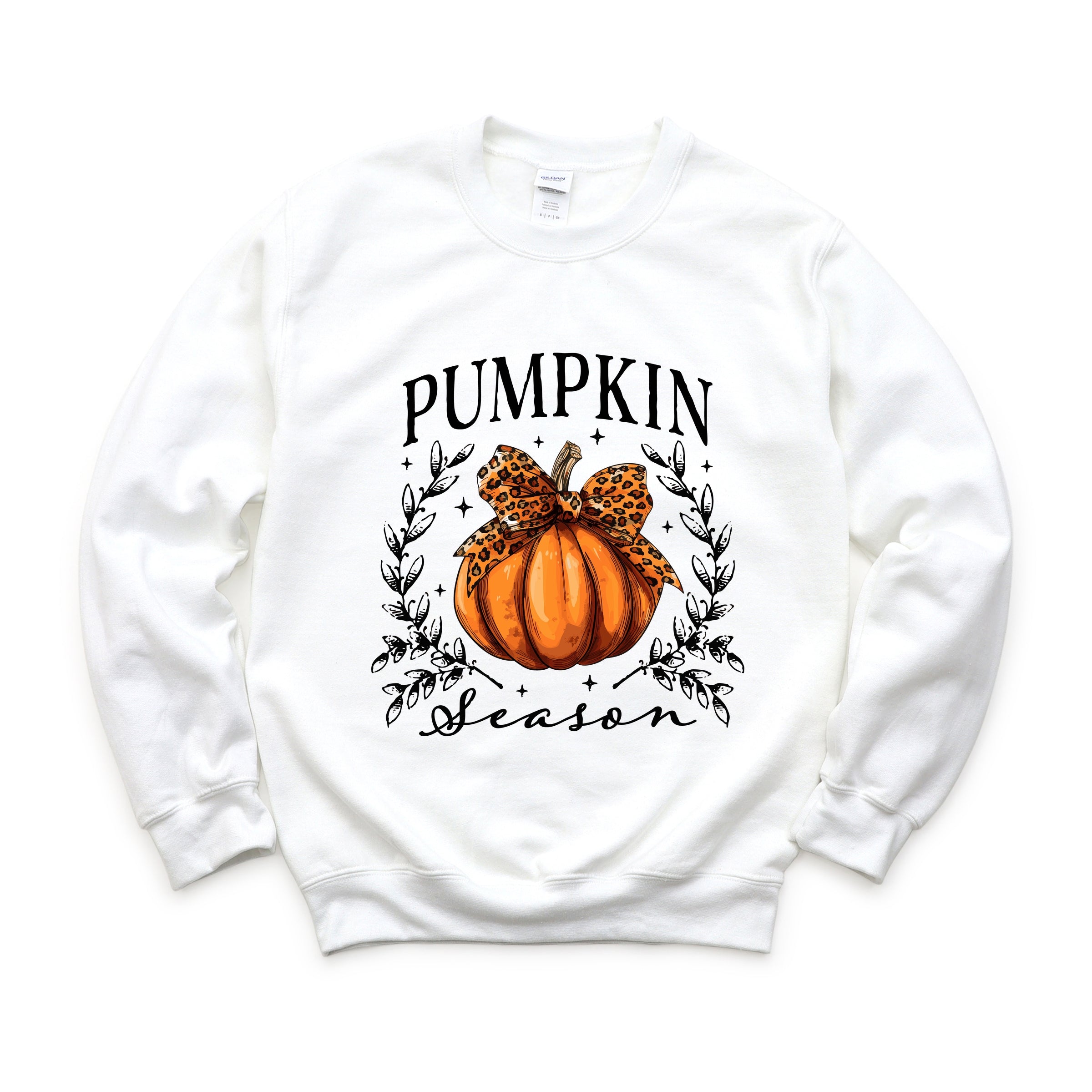 Pumpkin Season Leopard Bow - Women's Graphic Sweatshirt